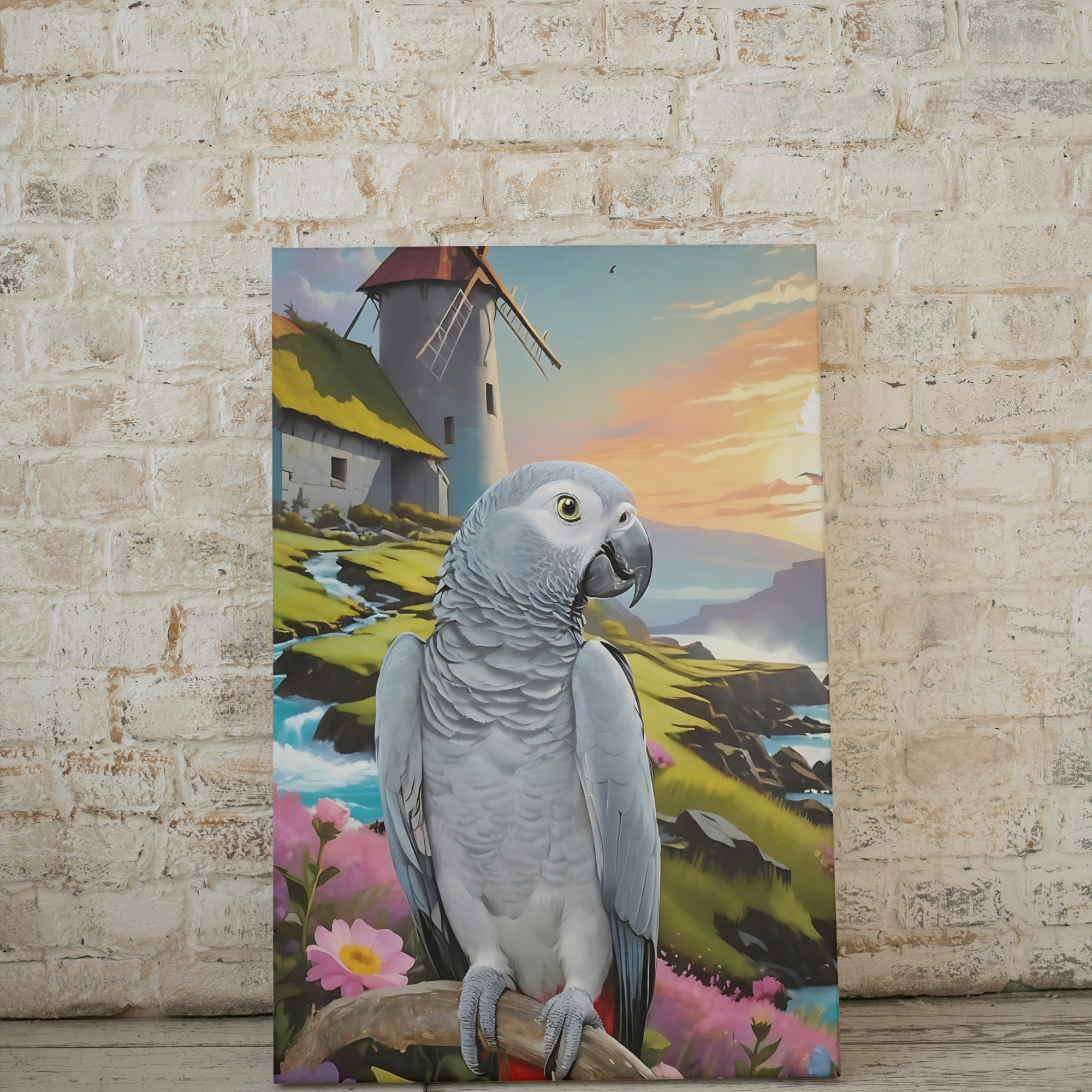 African Grey Congo Canvas Wall Hangings