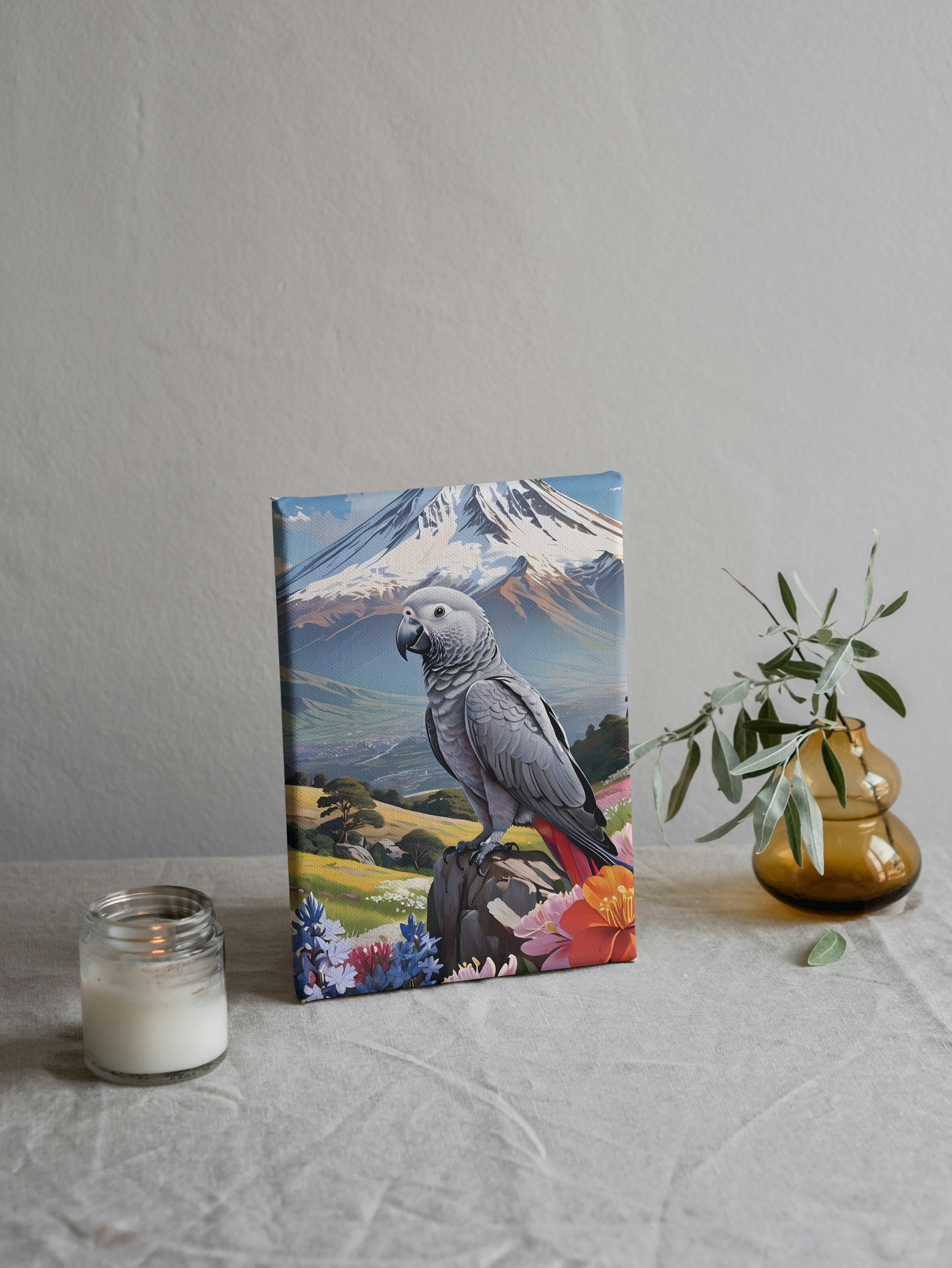 African Grey Congo Parrot Canvas Wall Hangings