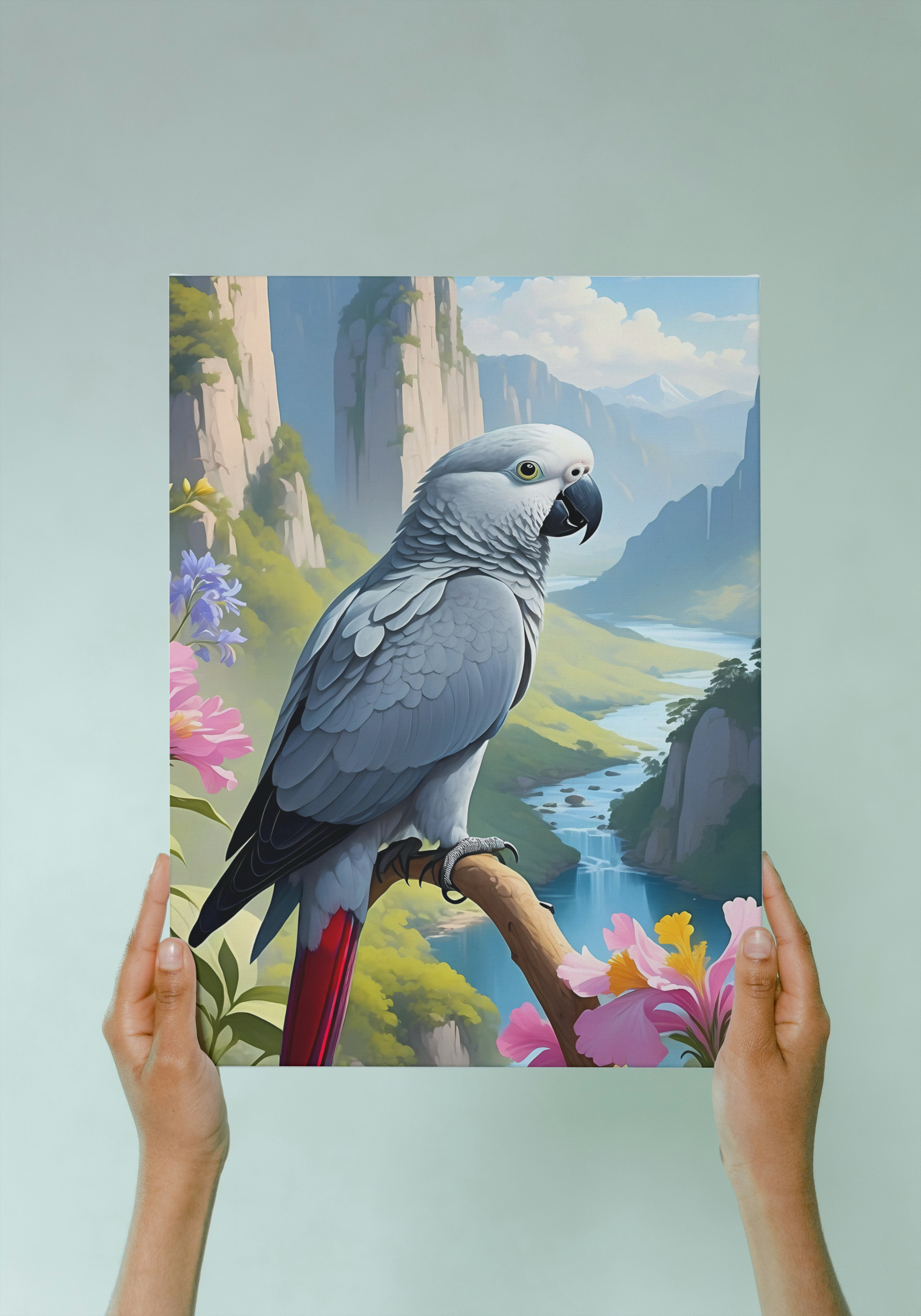 African Grey Parrot Canvas Wall Hangings