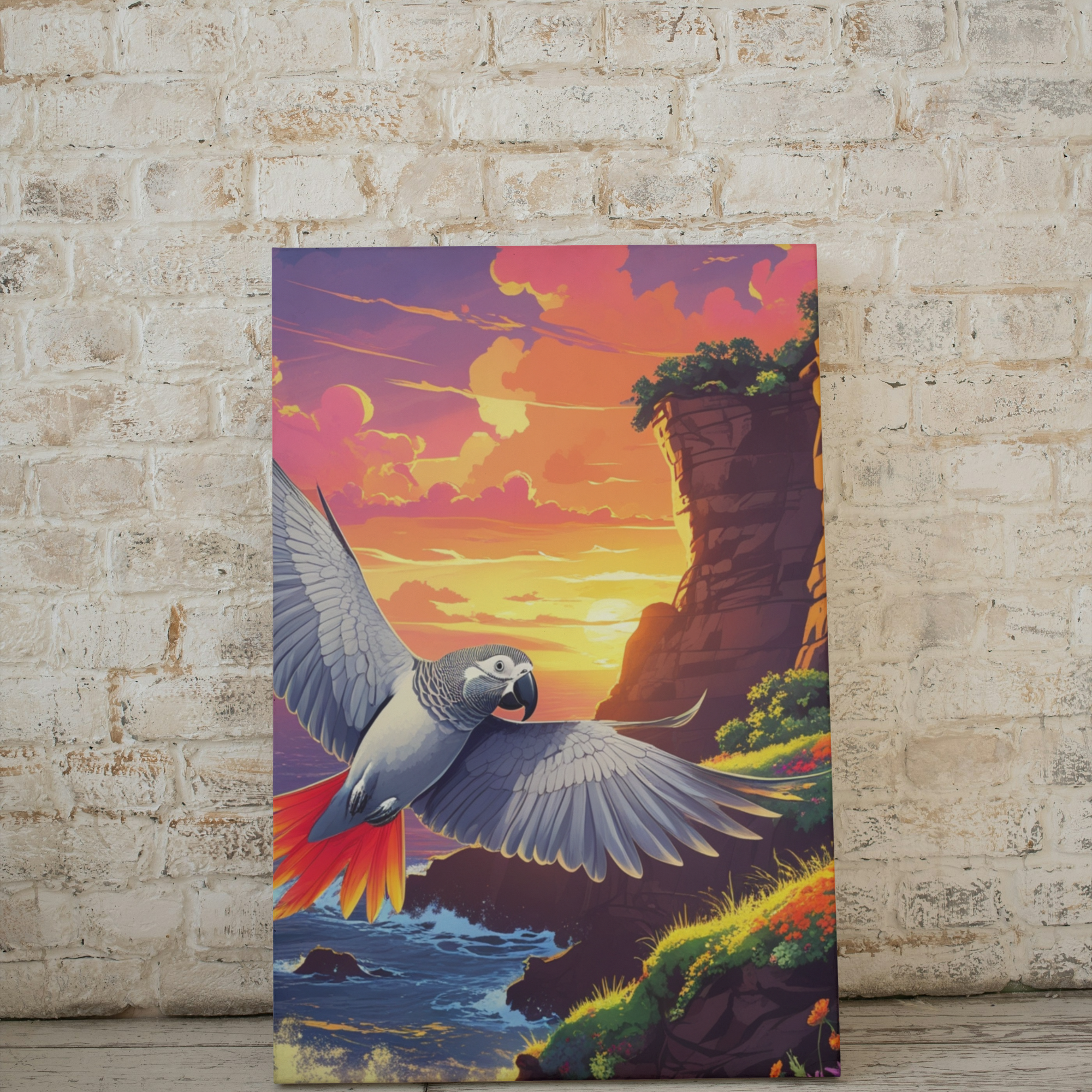 African Grey Parrots Canvas Wall Hangings