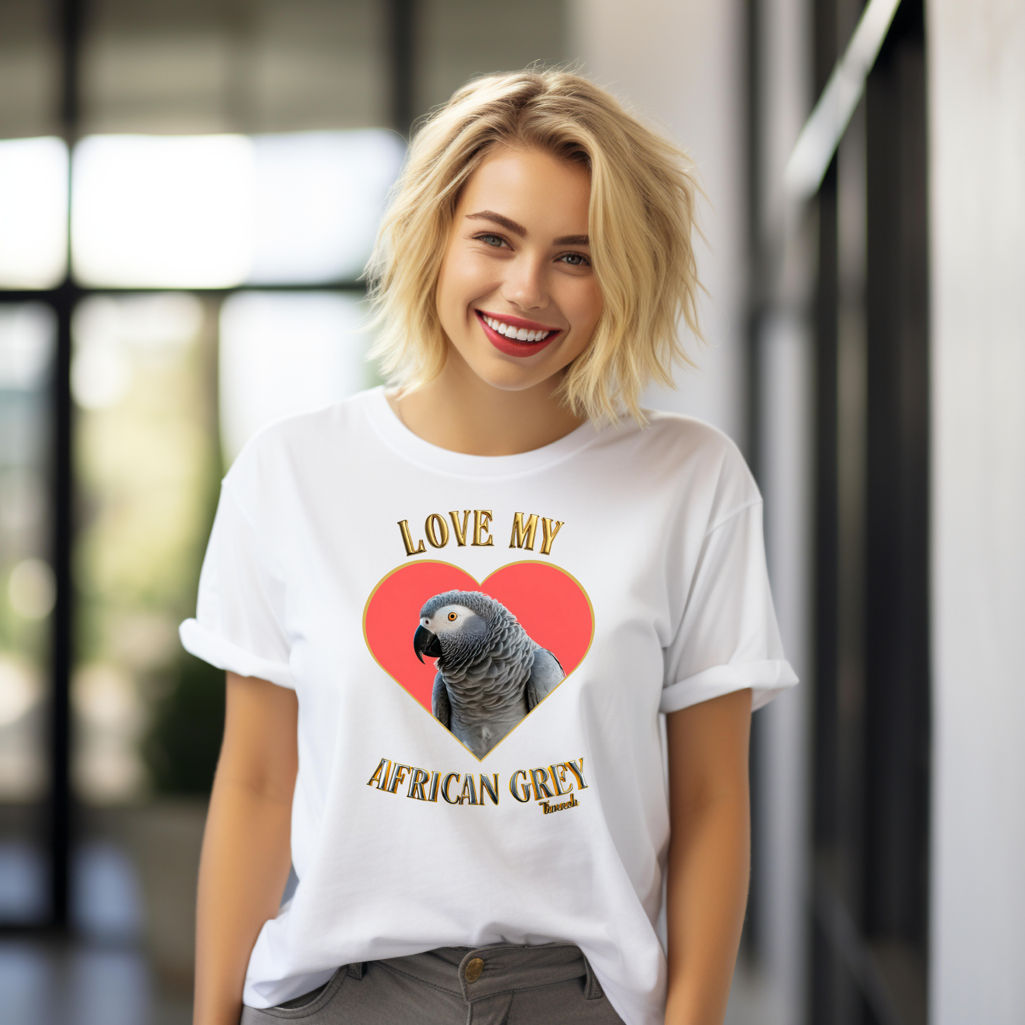 Love My African Grey Tee, Bird Lover Shirt, Gift for Parrot Owners, Avian Enthusiast Apparel, Unisex Cotton Tee