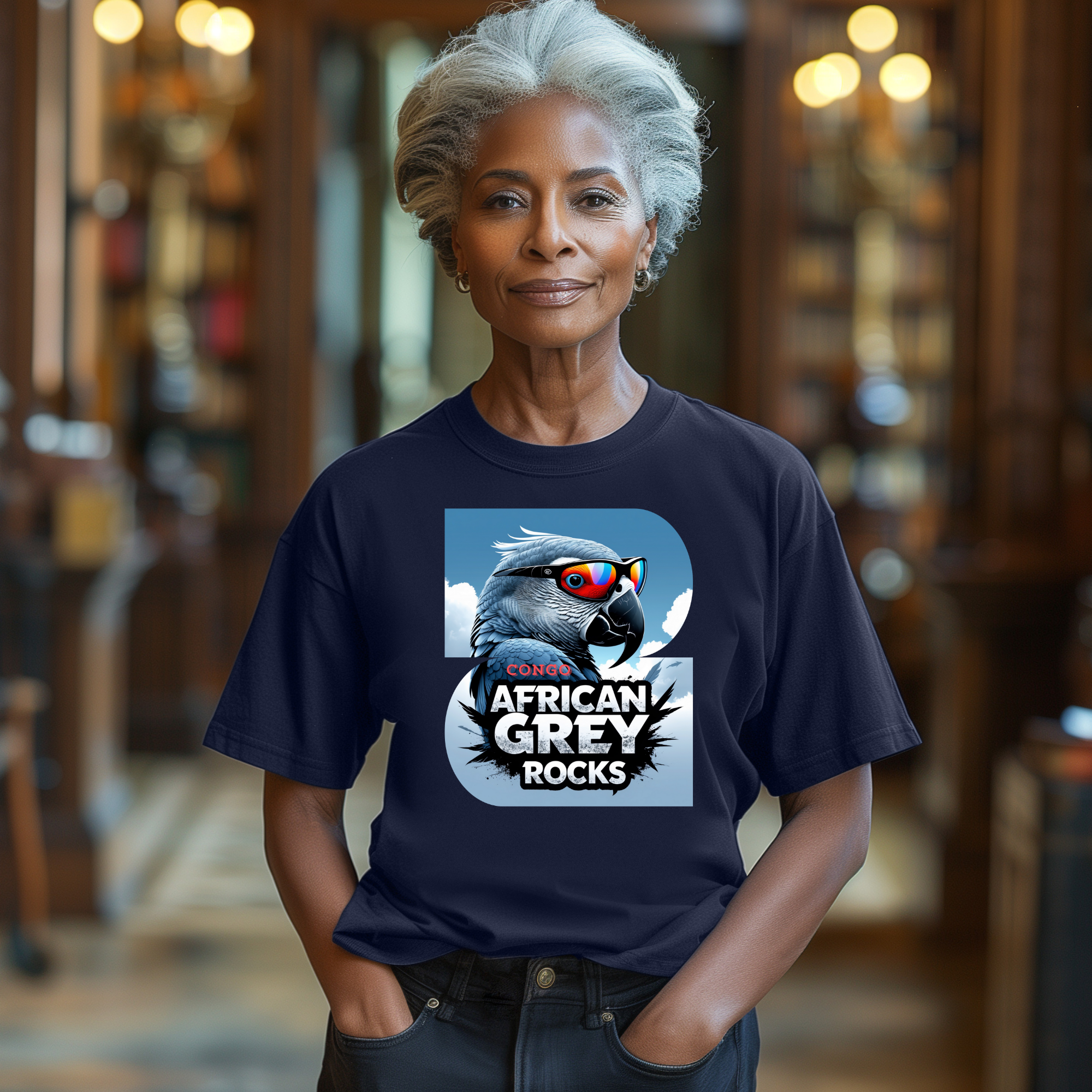 African Grey Congo Rocks Parrot Tee