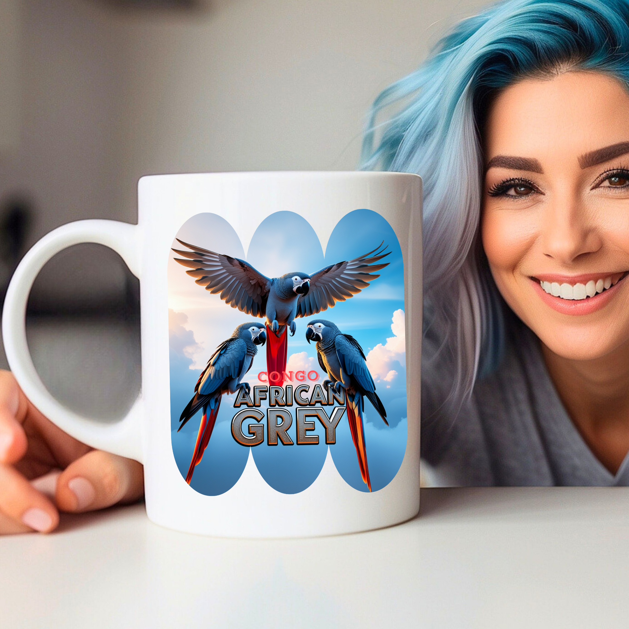 African Grey Parrot Ceramic Mug