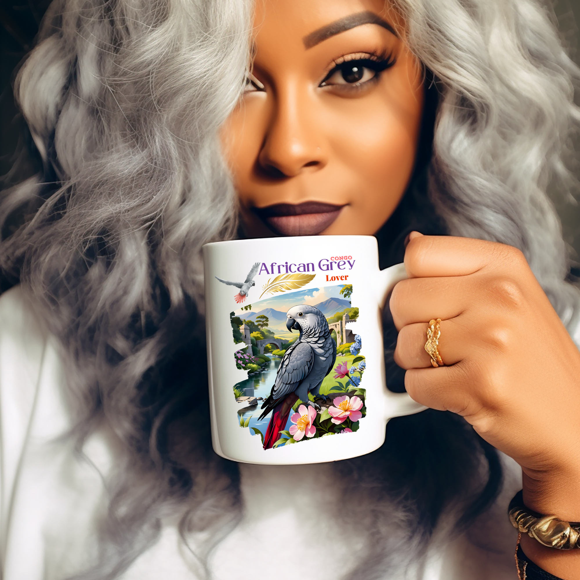African Grey Congo Ceramic Mug