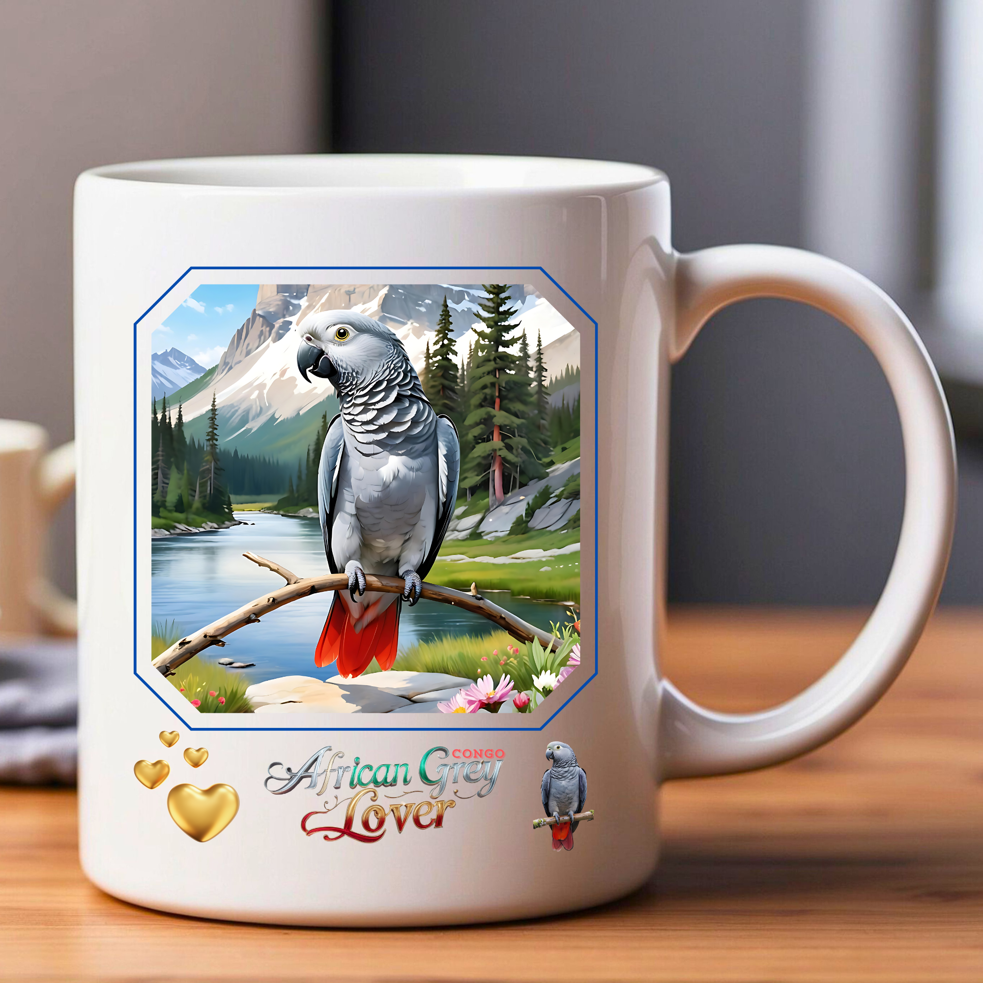 African Grey Congo Ceramic Mug