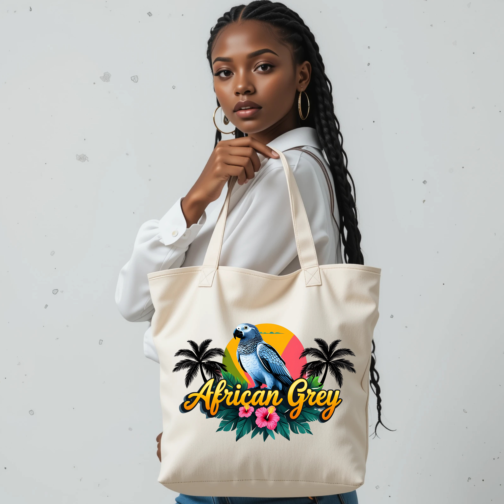 Tote Bag With African Grey Design