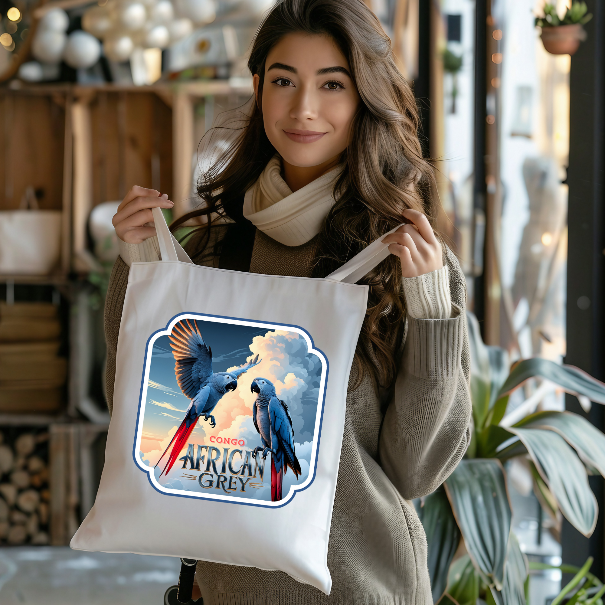 Tote Bag with African Grey Design