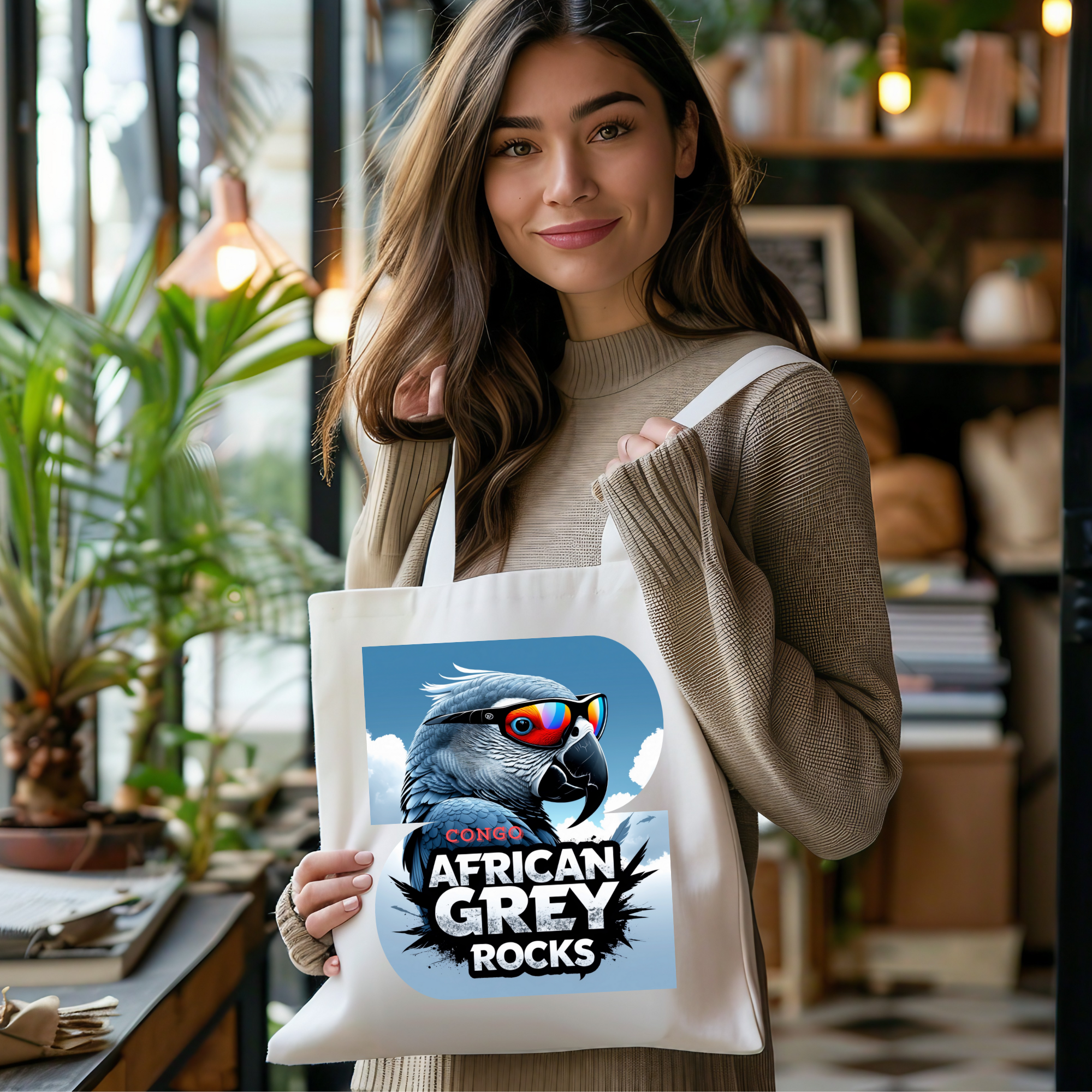 Tote Bag With African Grey Rocks Design
