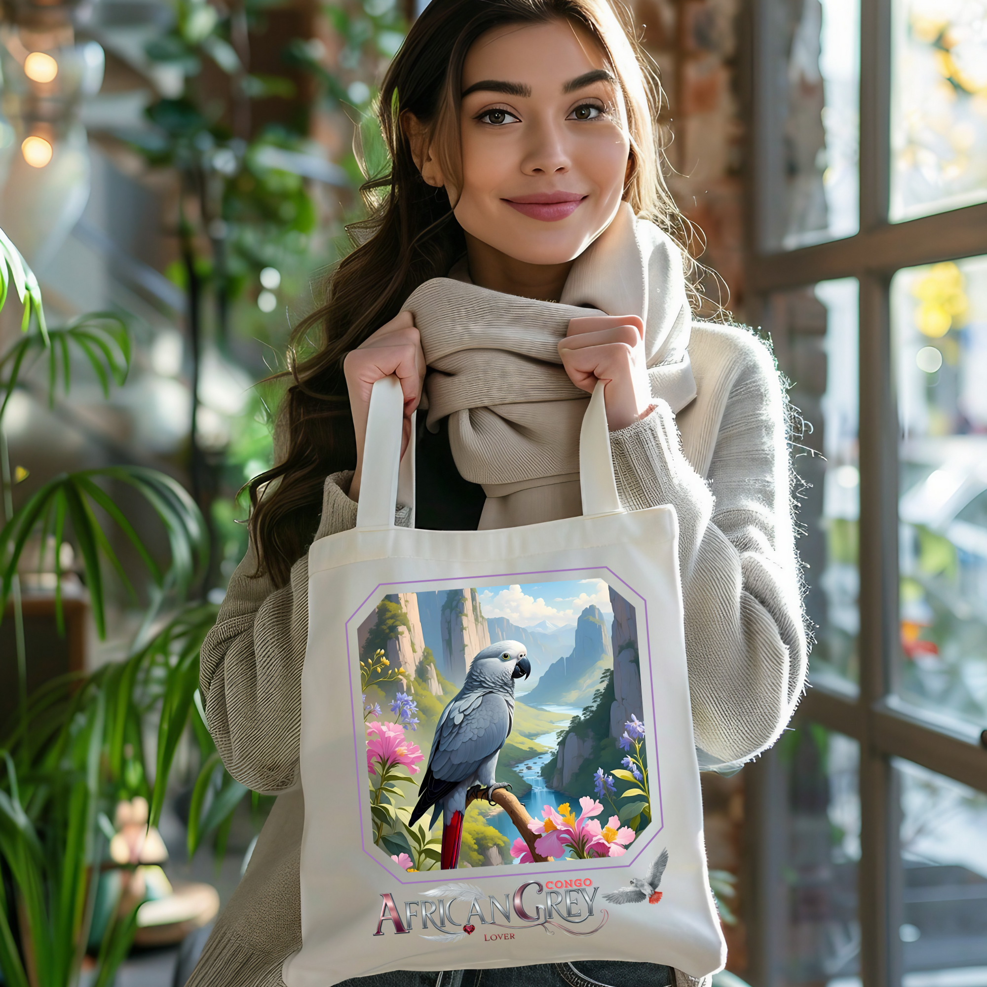 Tote Bag With African Grey Congo Design