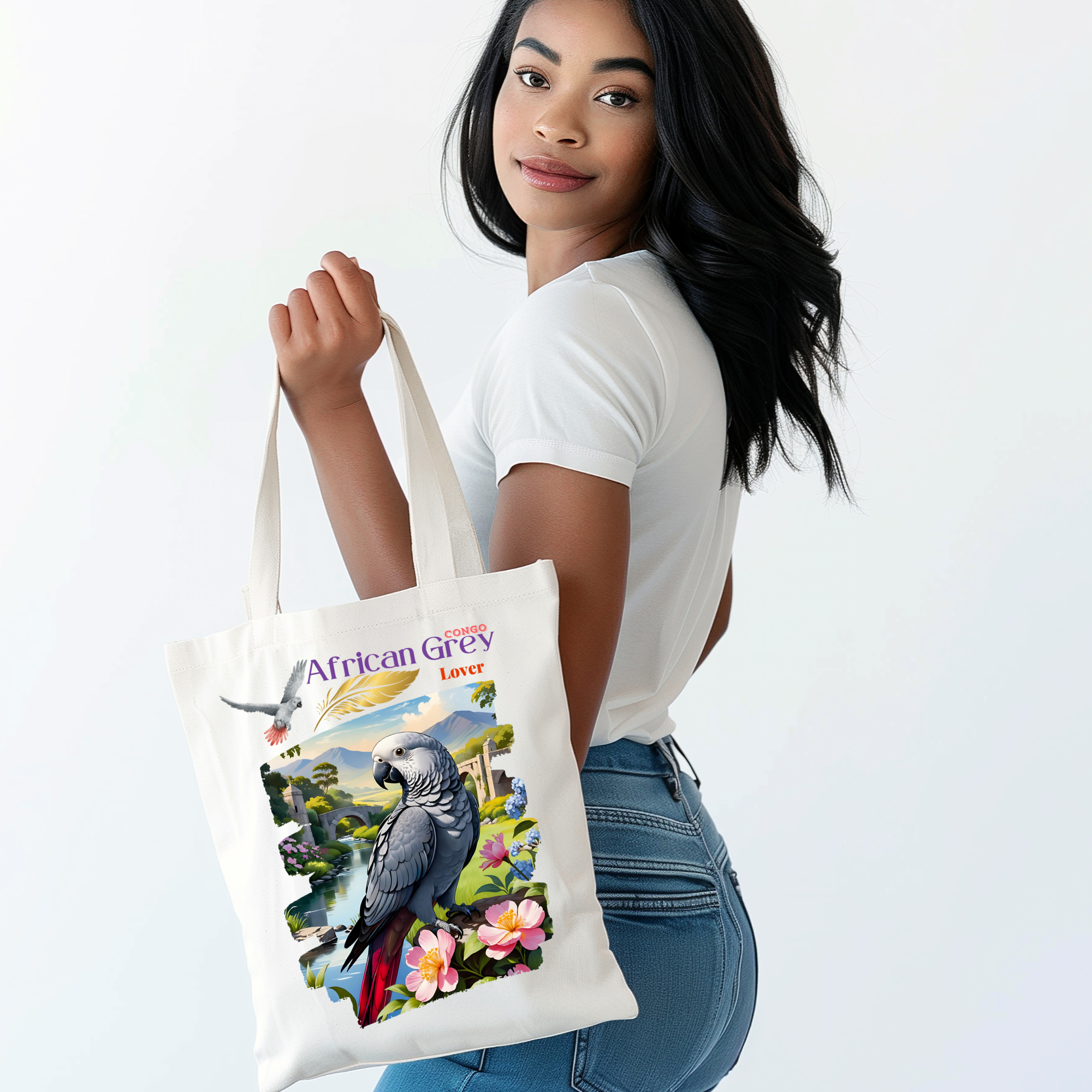Tote Bag With African Grey Lover Design