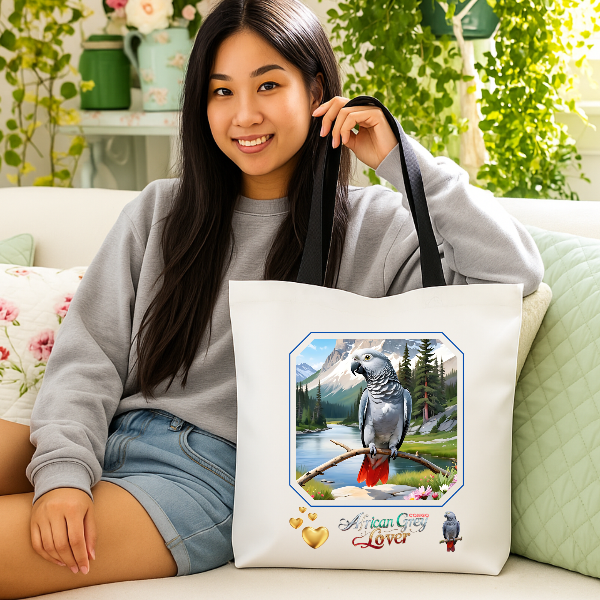 African Grey Parrot Tote Bag