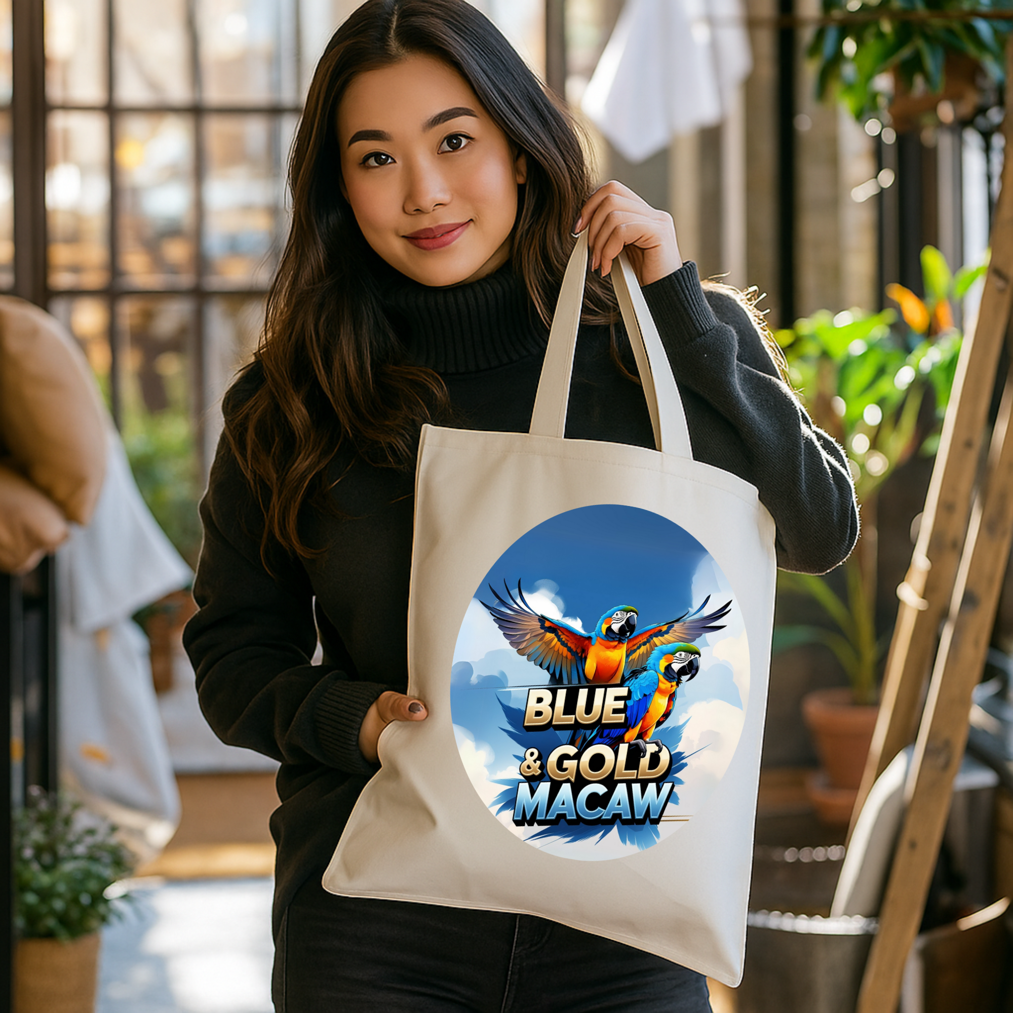 Blue & Gold Macaw Flying Tote Bag