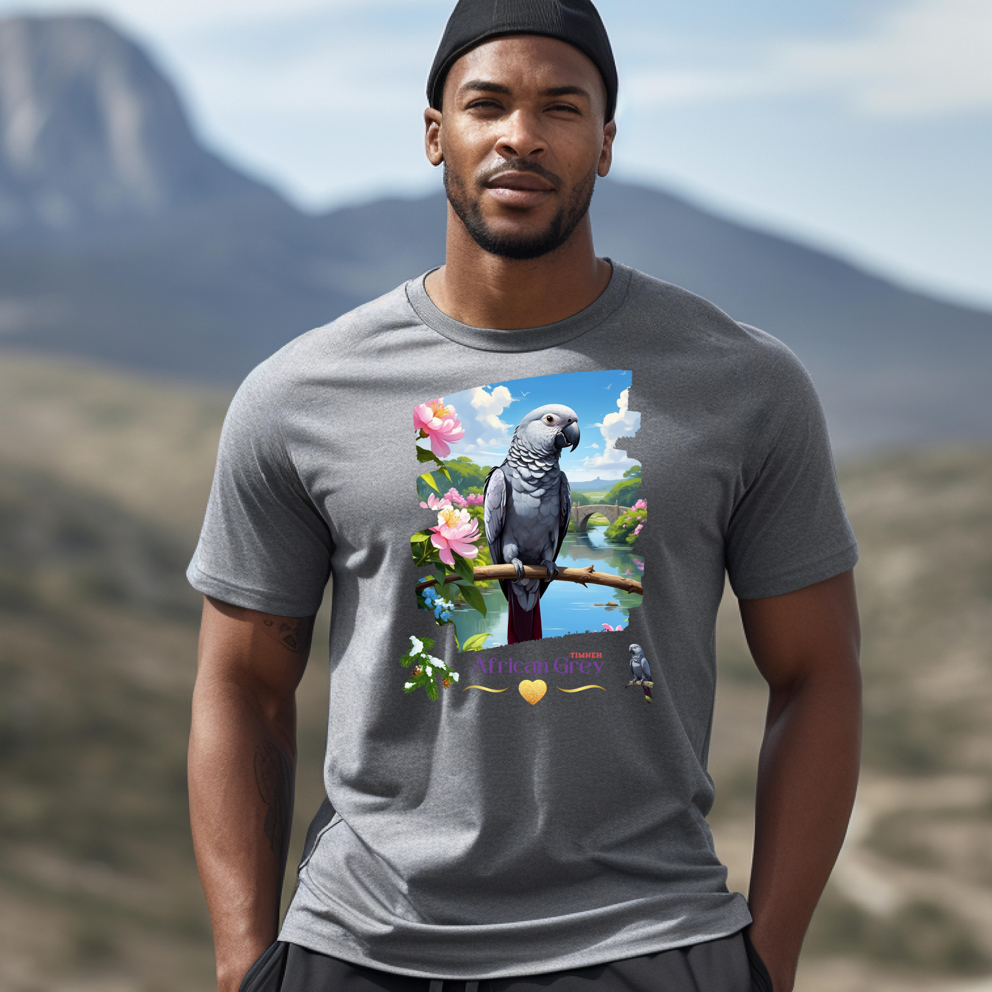 African Grey Timneh Bridge T-Shirt