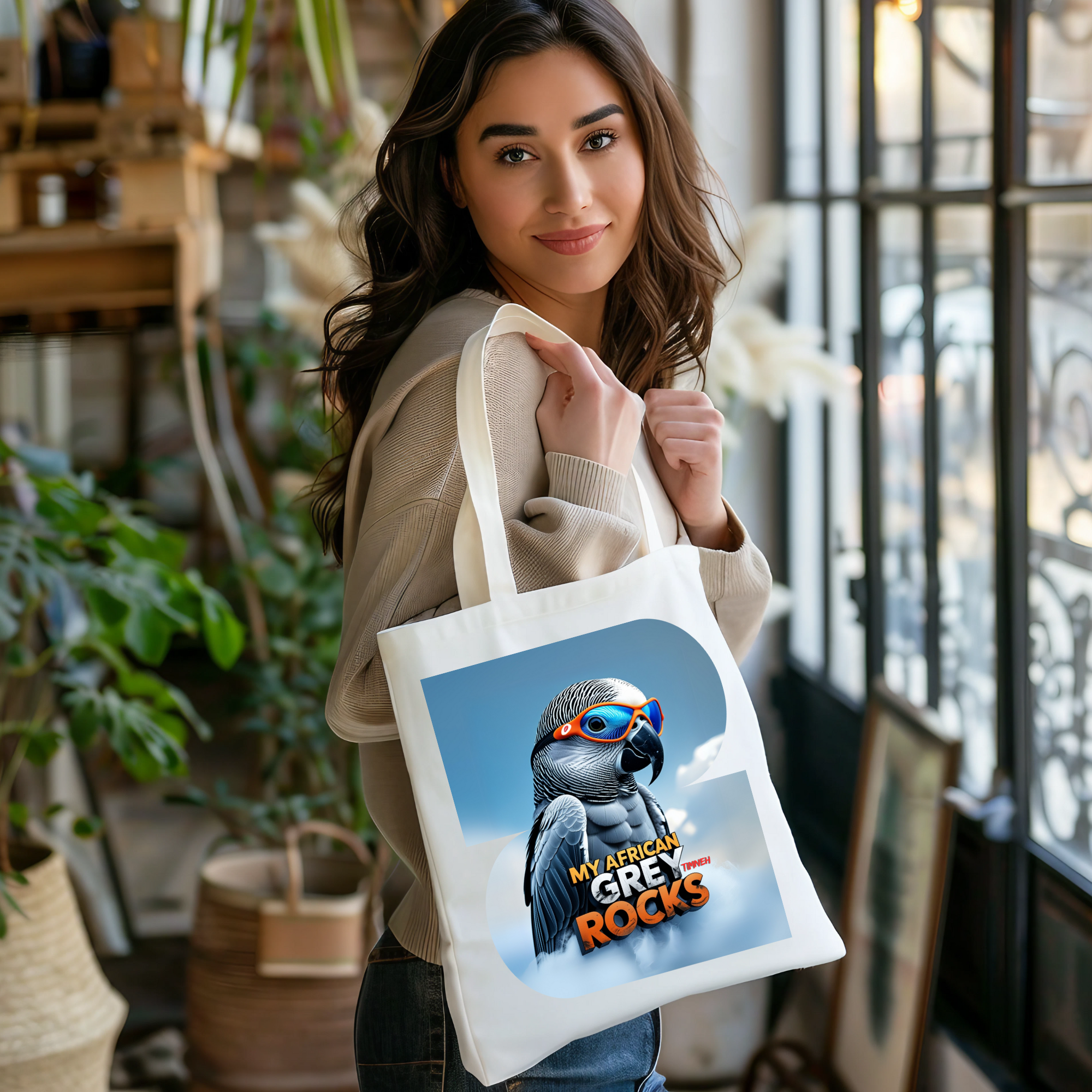 African Grey Timneh Rocks Tote Bag