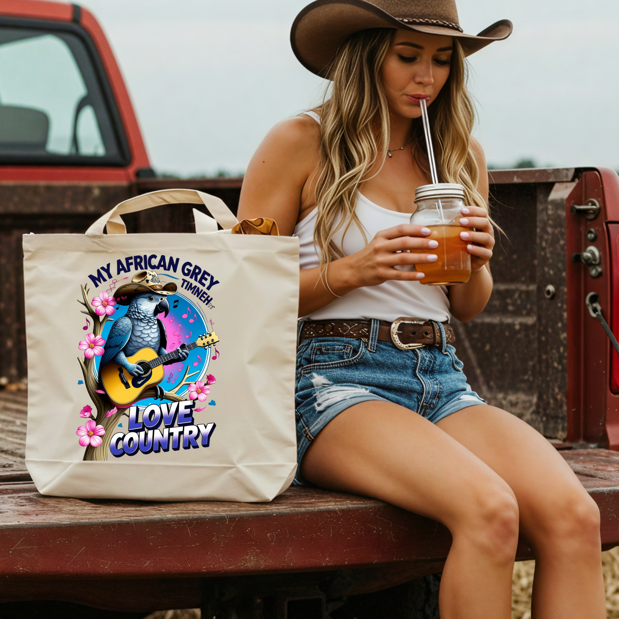 African Grey Timneh Love Country Tote Bag