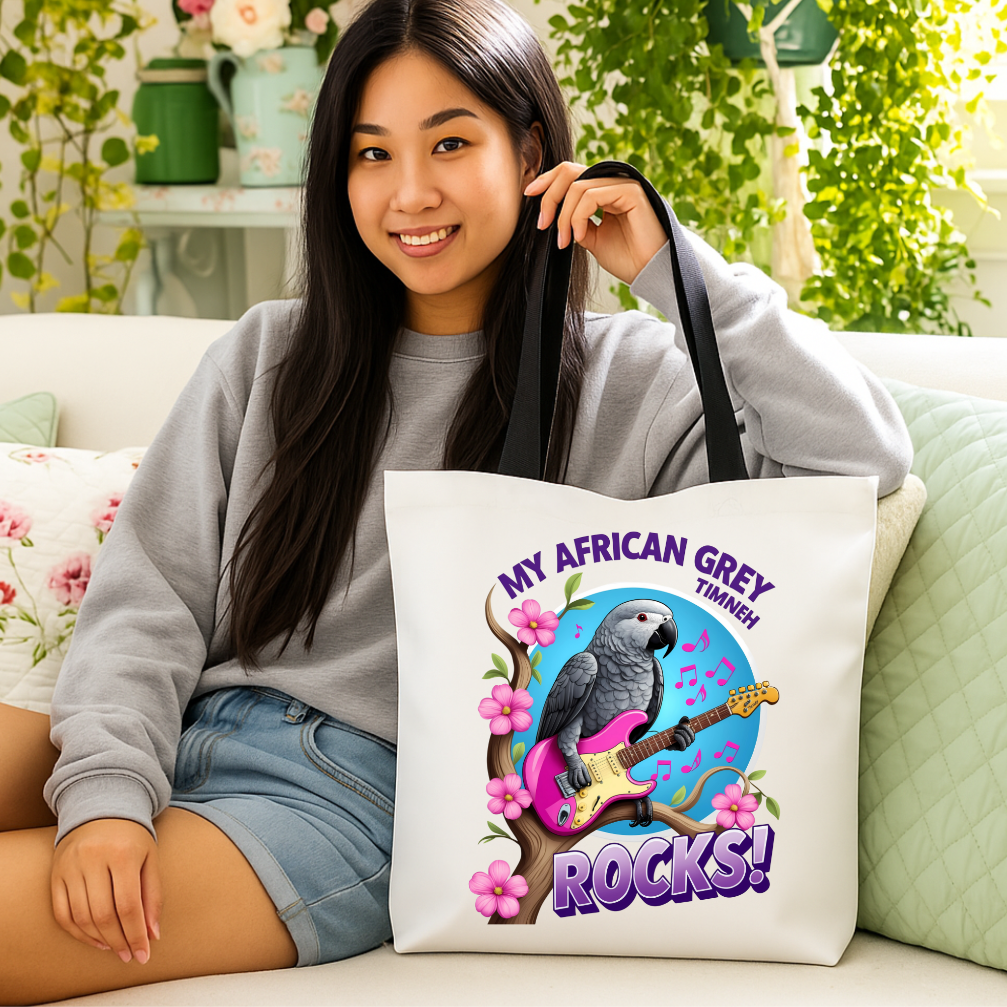 African Grey Timneh Rocks Tote Bag