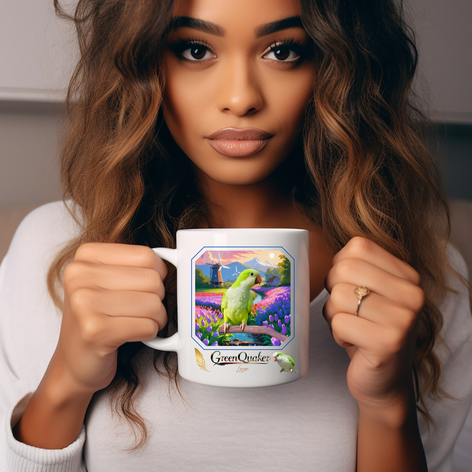 Green Quaker Floral Field Mug