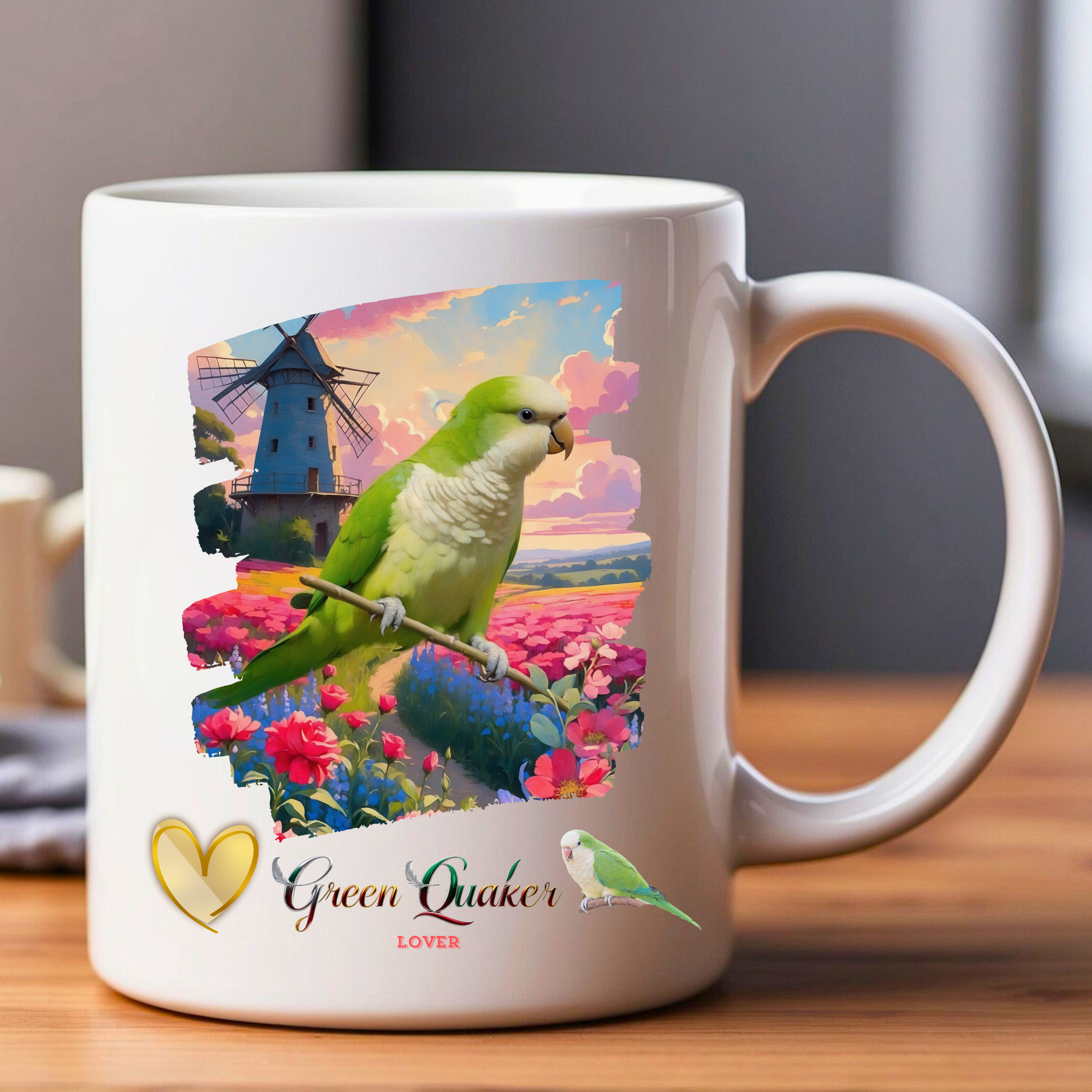 Green Quaker Lover Floral Mug