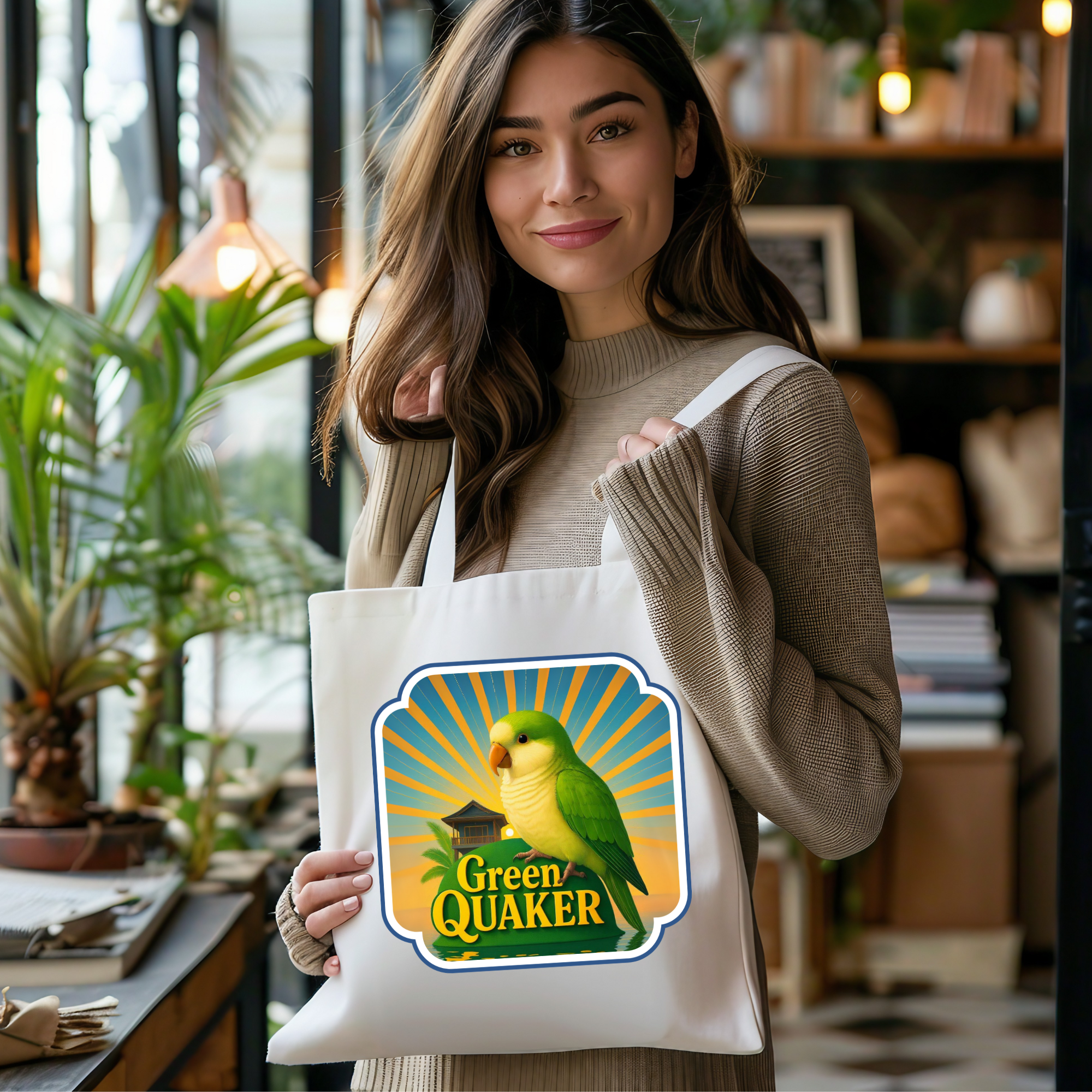 Green Quaker Sunburst Tote Bag