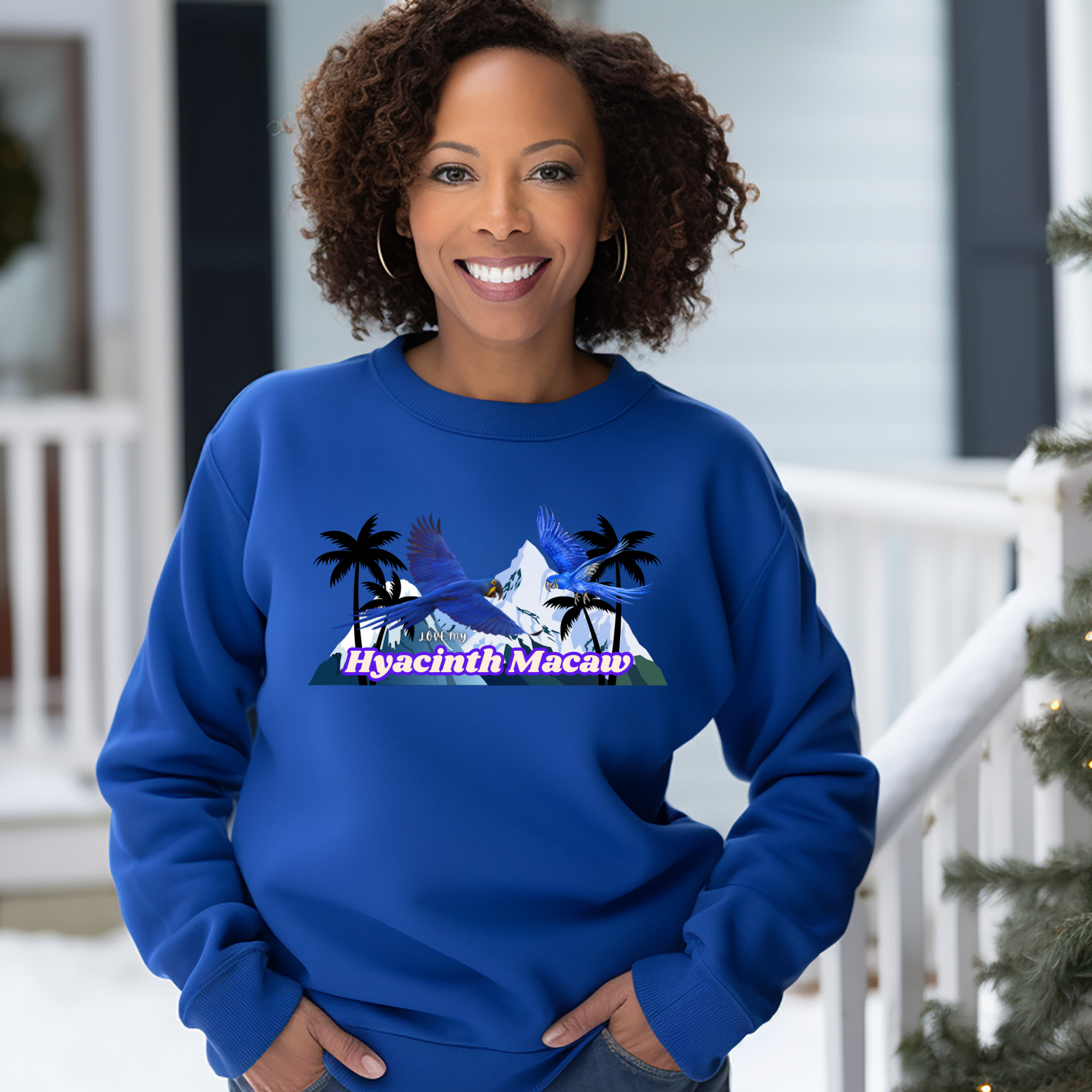 Hyacinth Macaw Palm Tree Sweatshirt