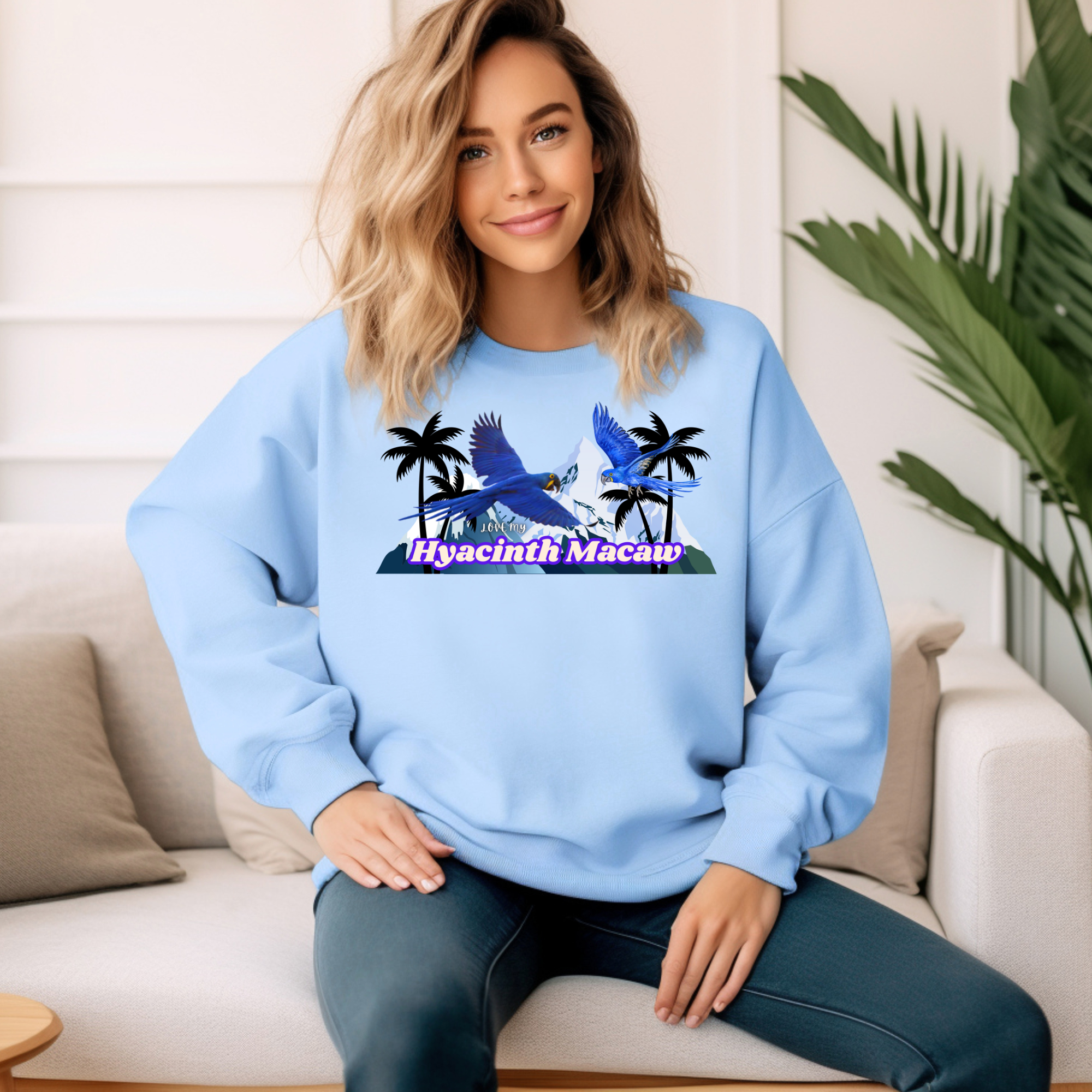 Hyacinth Macaw Palm Tree Sweatshirt