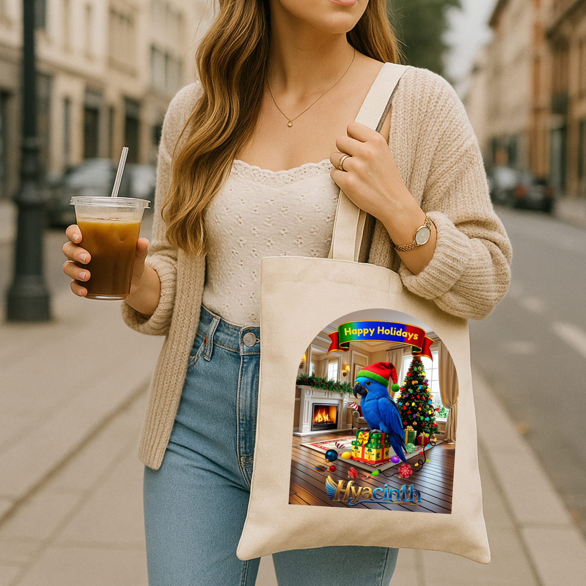 Happy Holidays Hyacinth Tote Bag