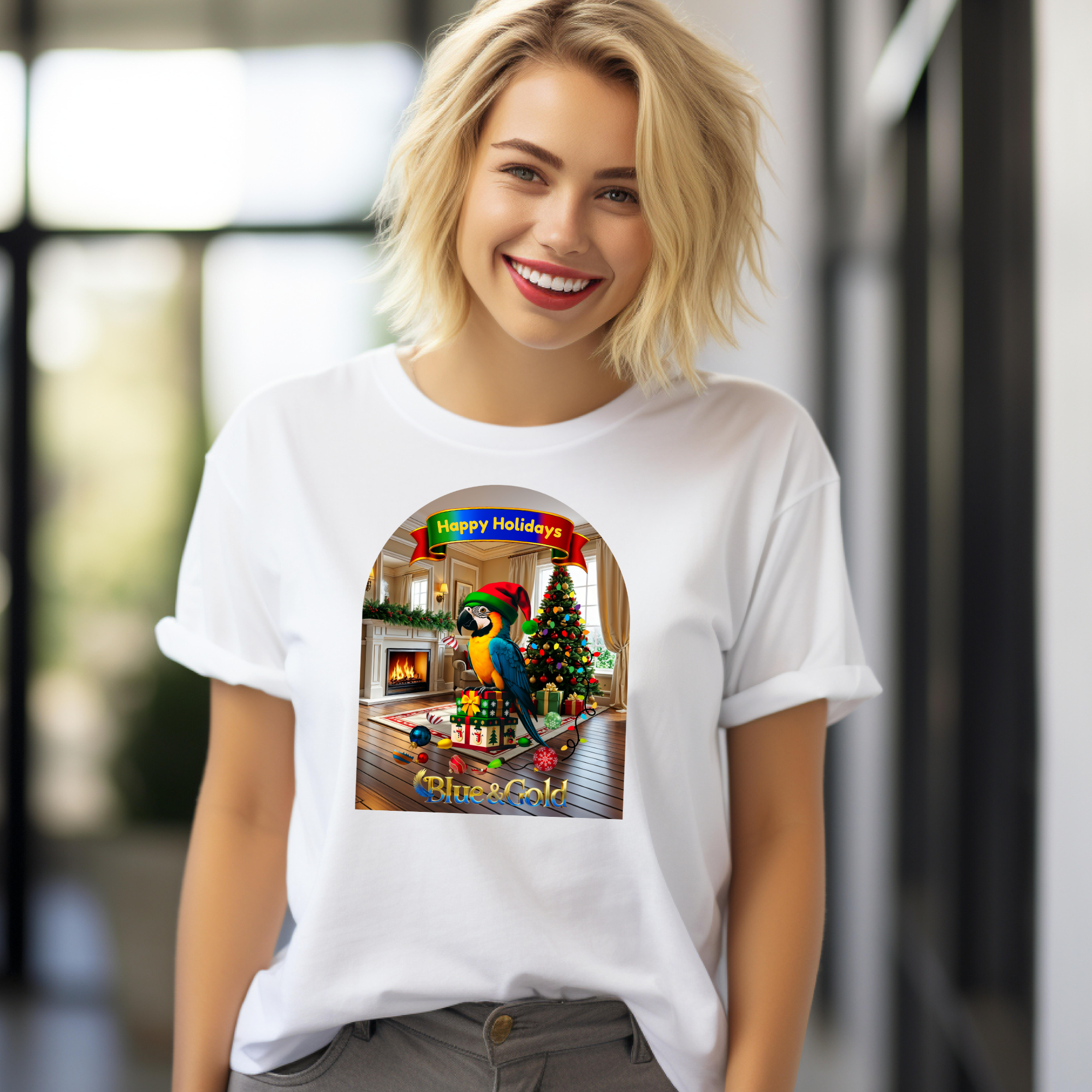 Happy Holidays Blue & Gold T-Shirt