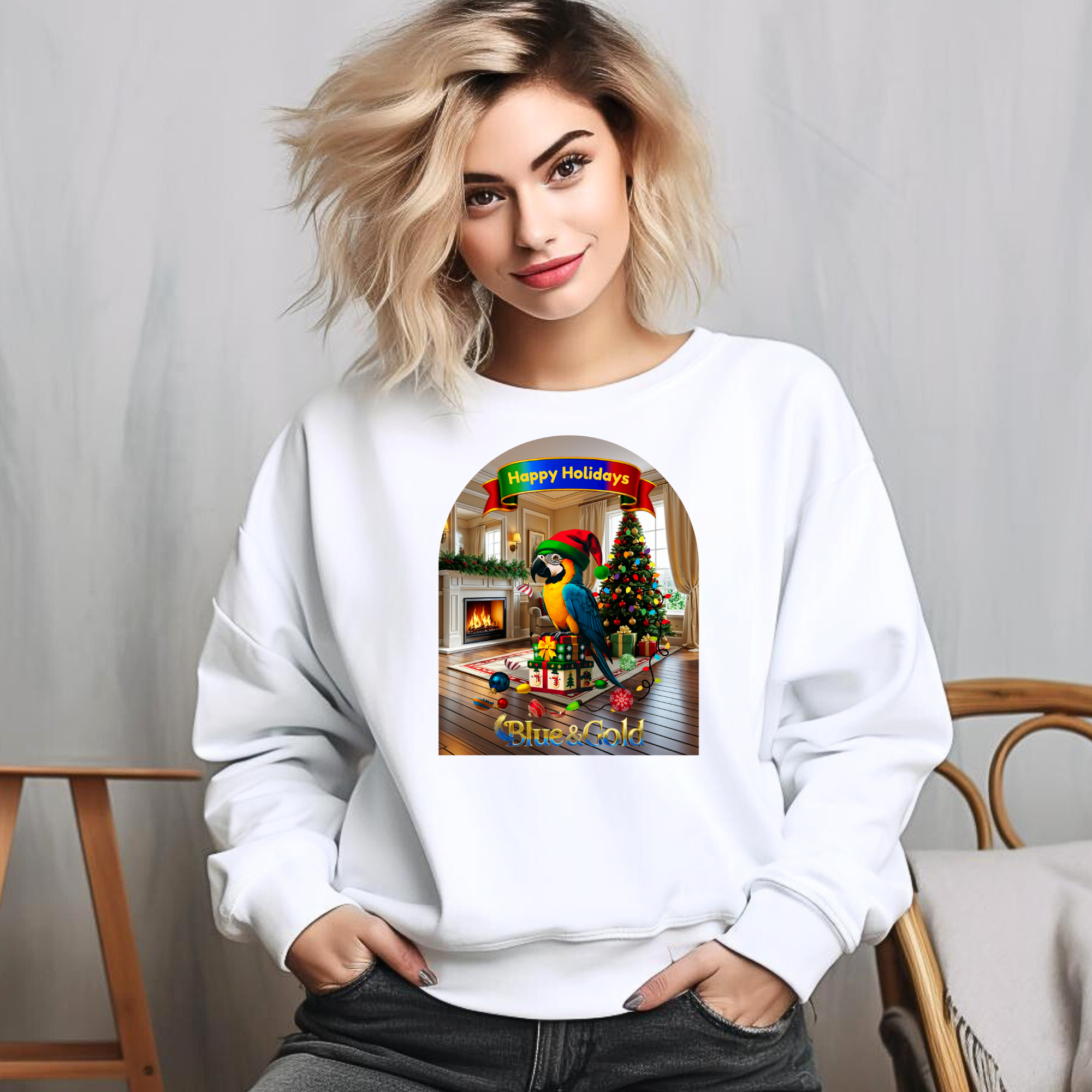 Happy Holidays Blue & Gold Sweatshirt