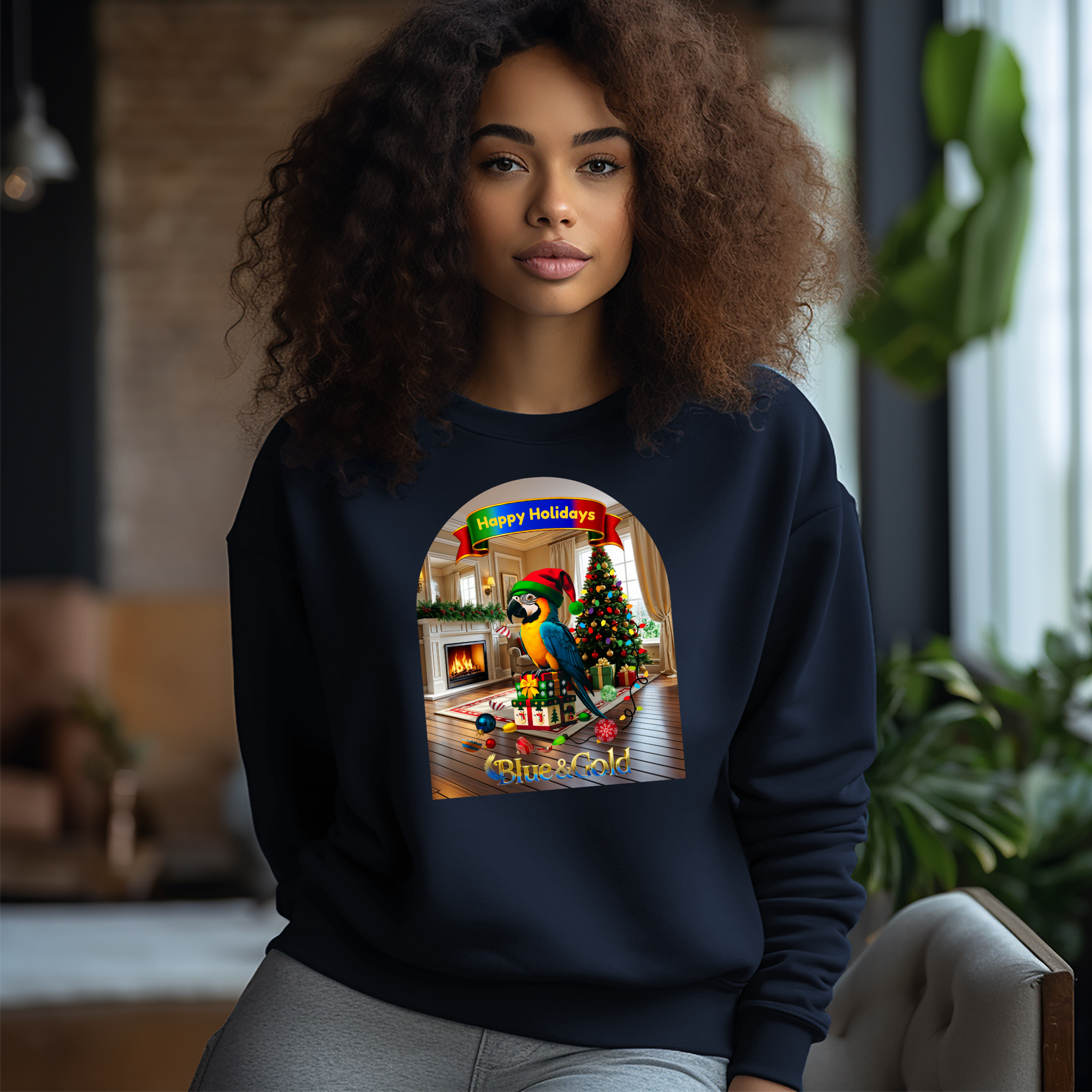 Happy Holidays Blue & Gold Sweatshirt