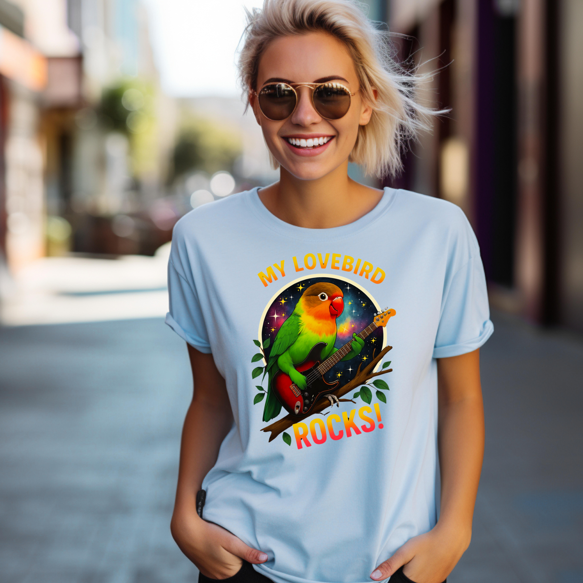 My Lovebird Rocks Guitar T-Shirt