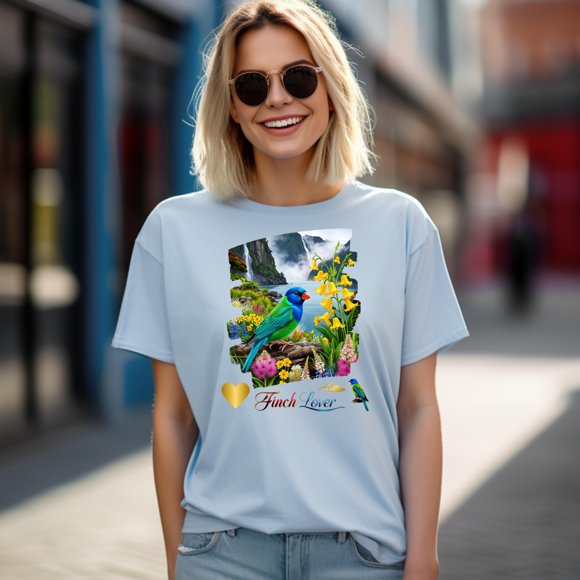 Finch Lover Floral Scenic T-Shirt