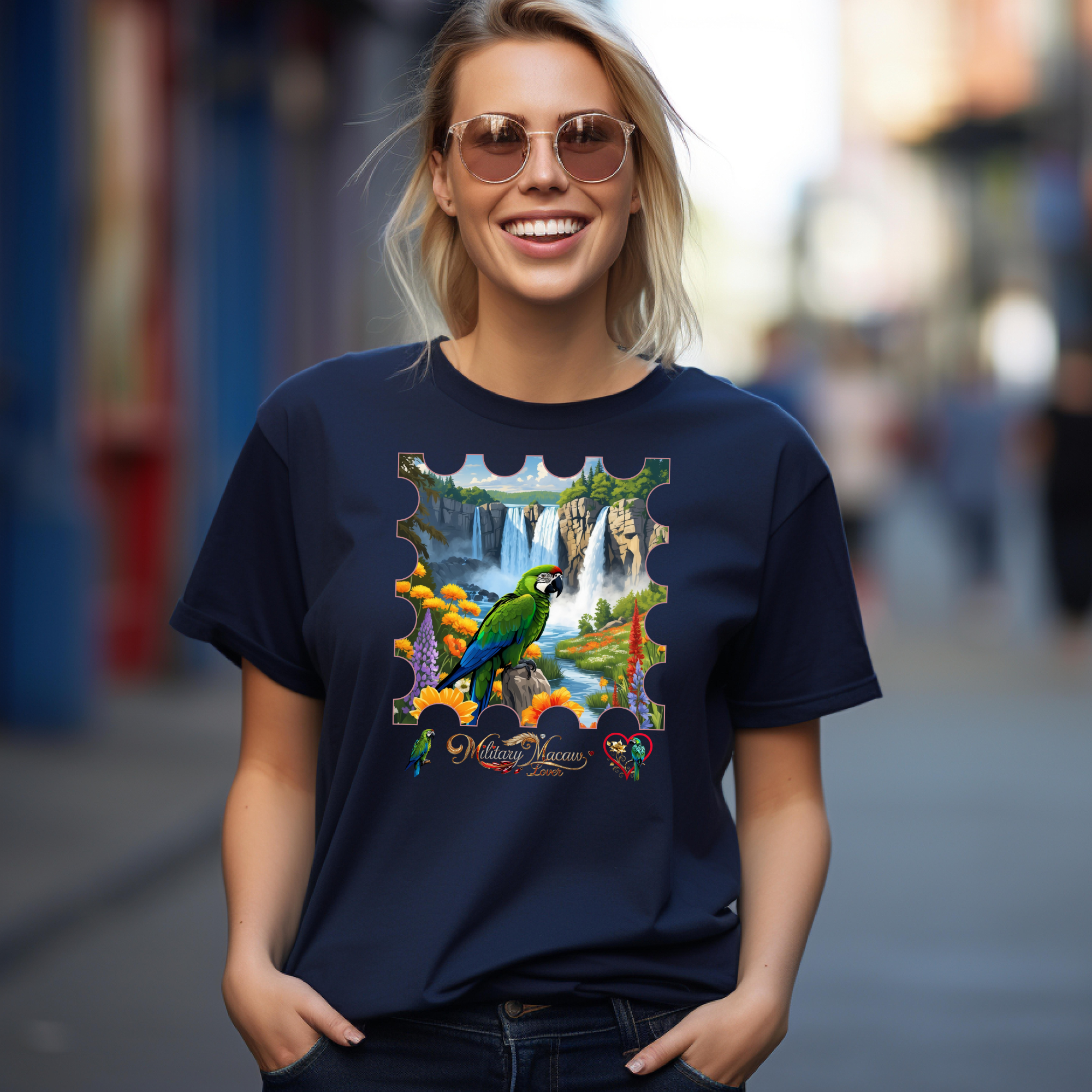 Military Macaw Lover Waterfall T-Shirt