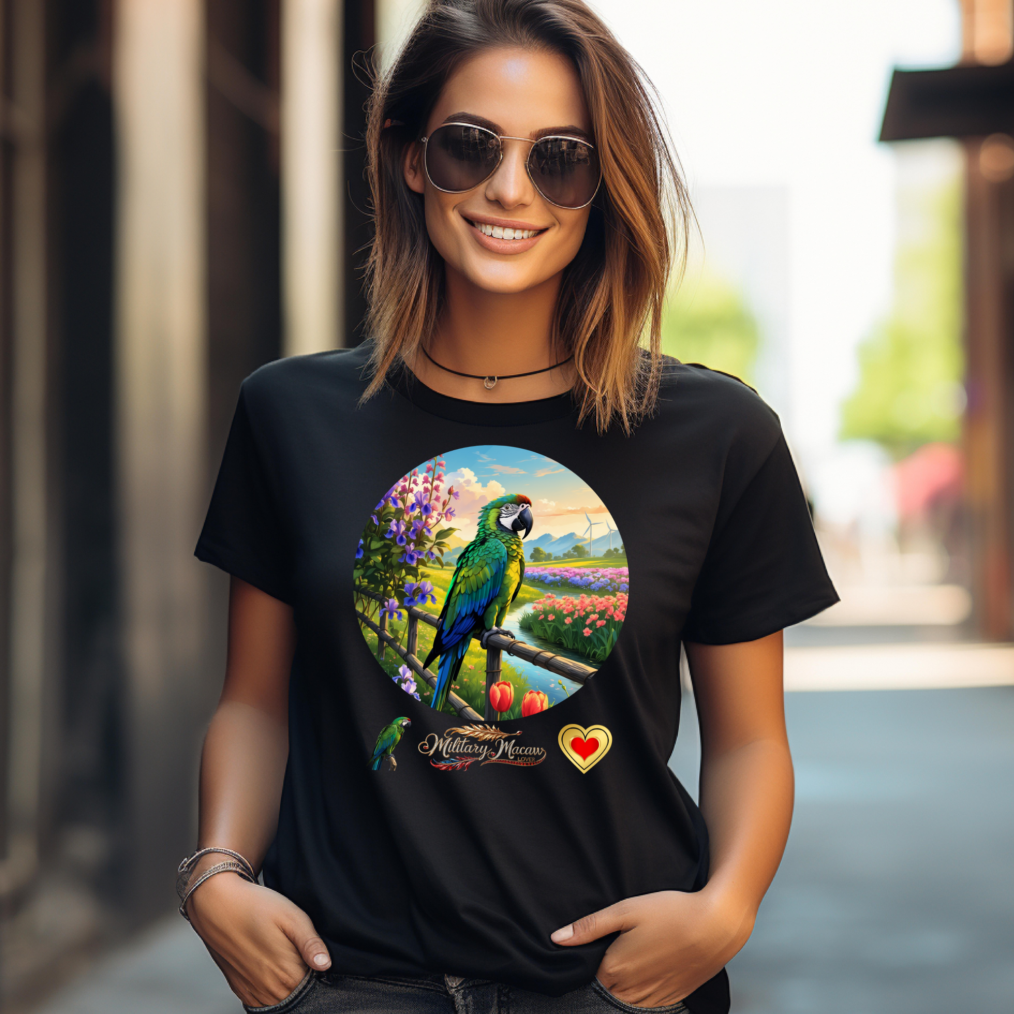 Military Macaw Lover Floral T-Shirt
