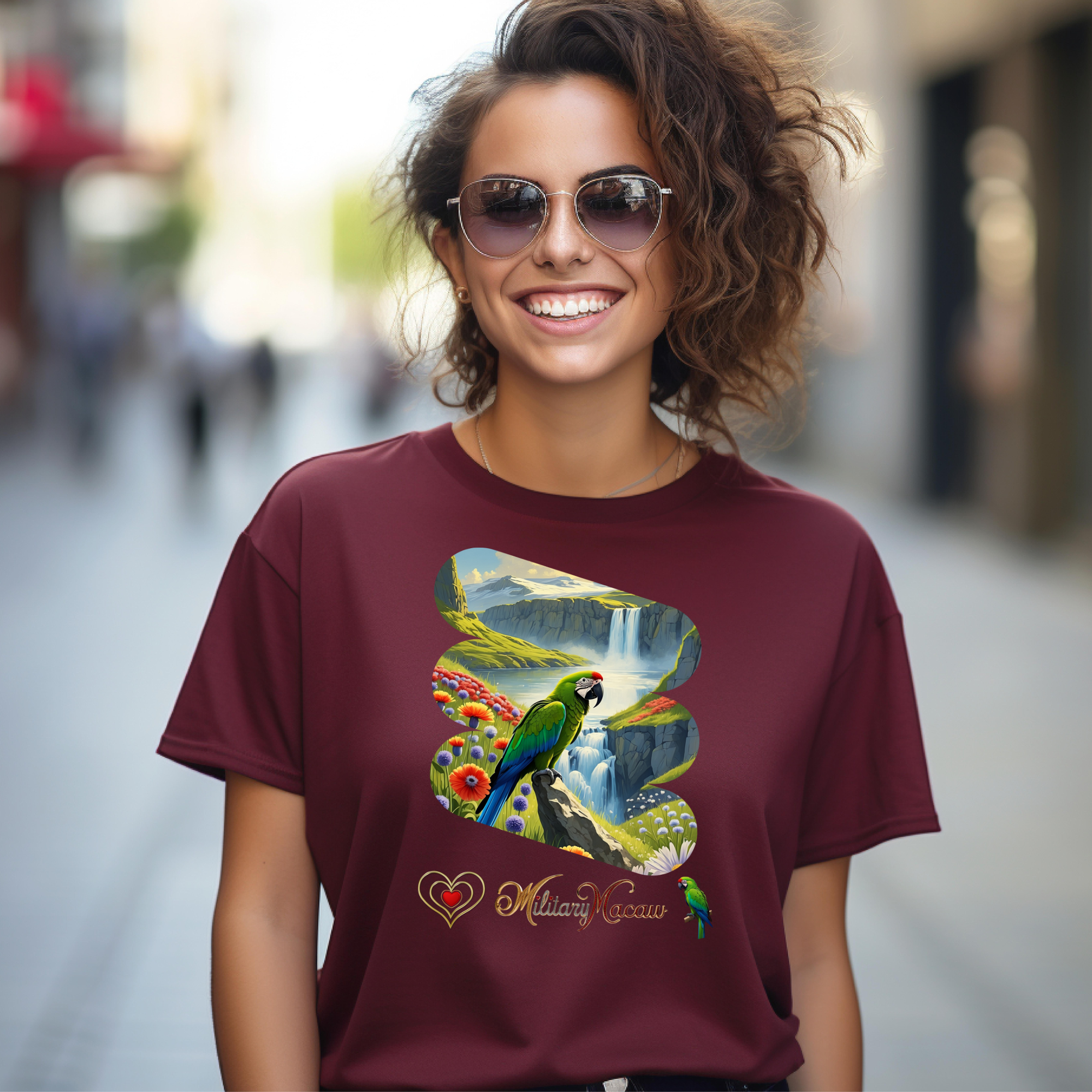 Military Macaw Waterfall T-Shirt