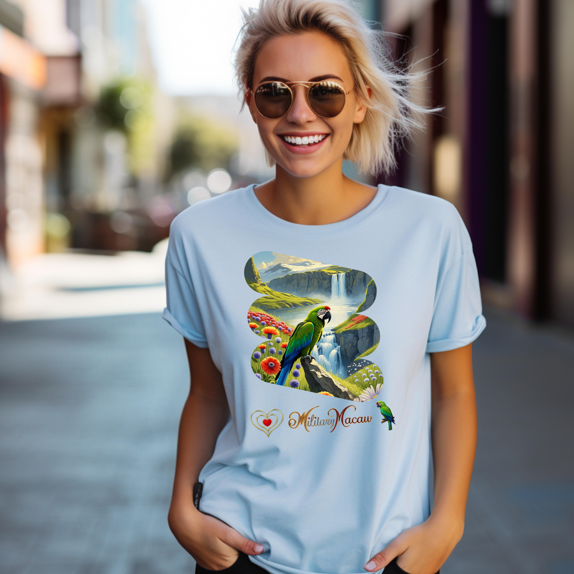 Military Macaw Waterfall T-Shirt