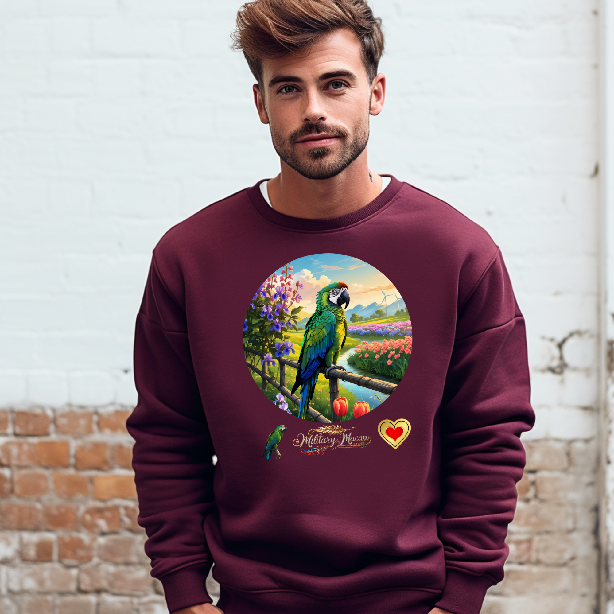 Military Macaw Lover Floral Sweatshirt