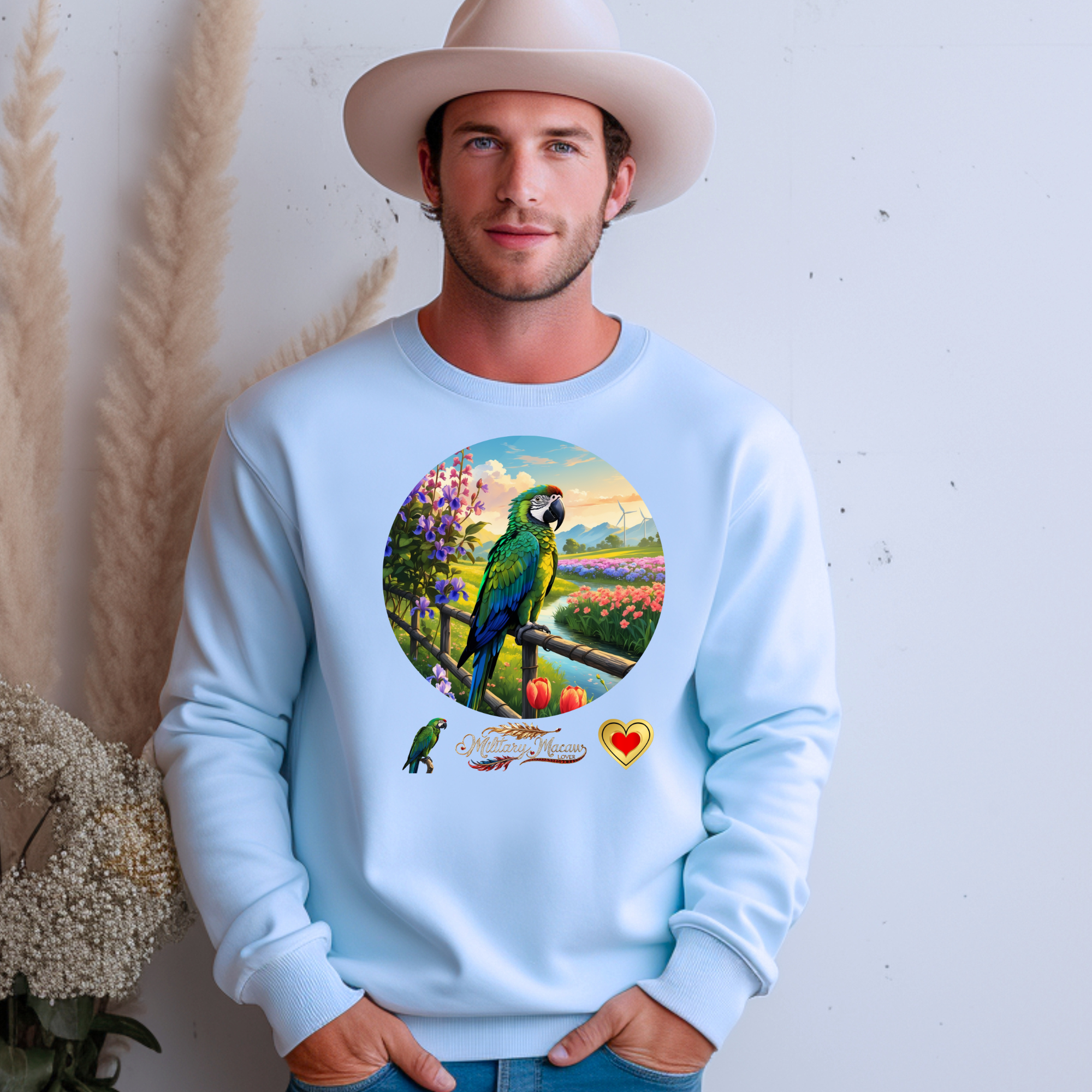 Military Macaw Lover Floral Sweatshirt
