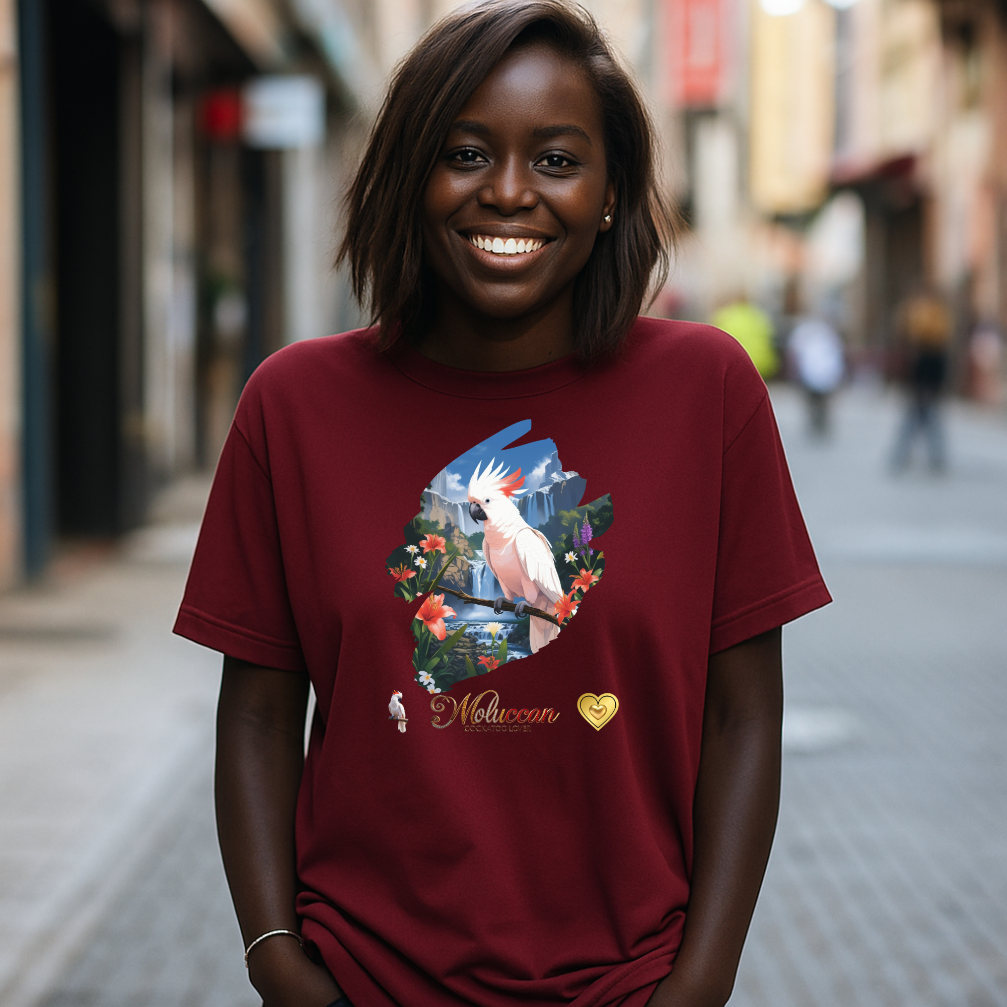 Moluccan Cockatoo Lover Waterfall T-Shirt