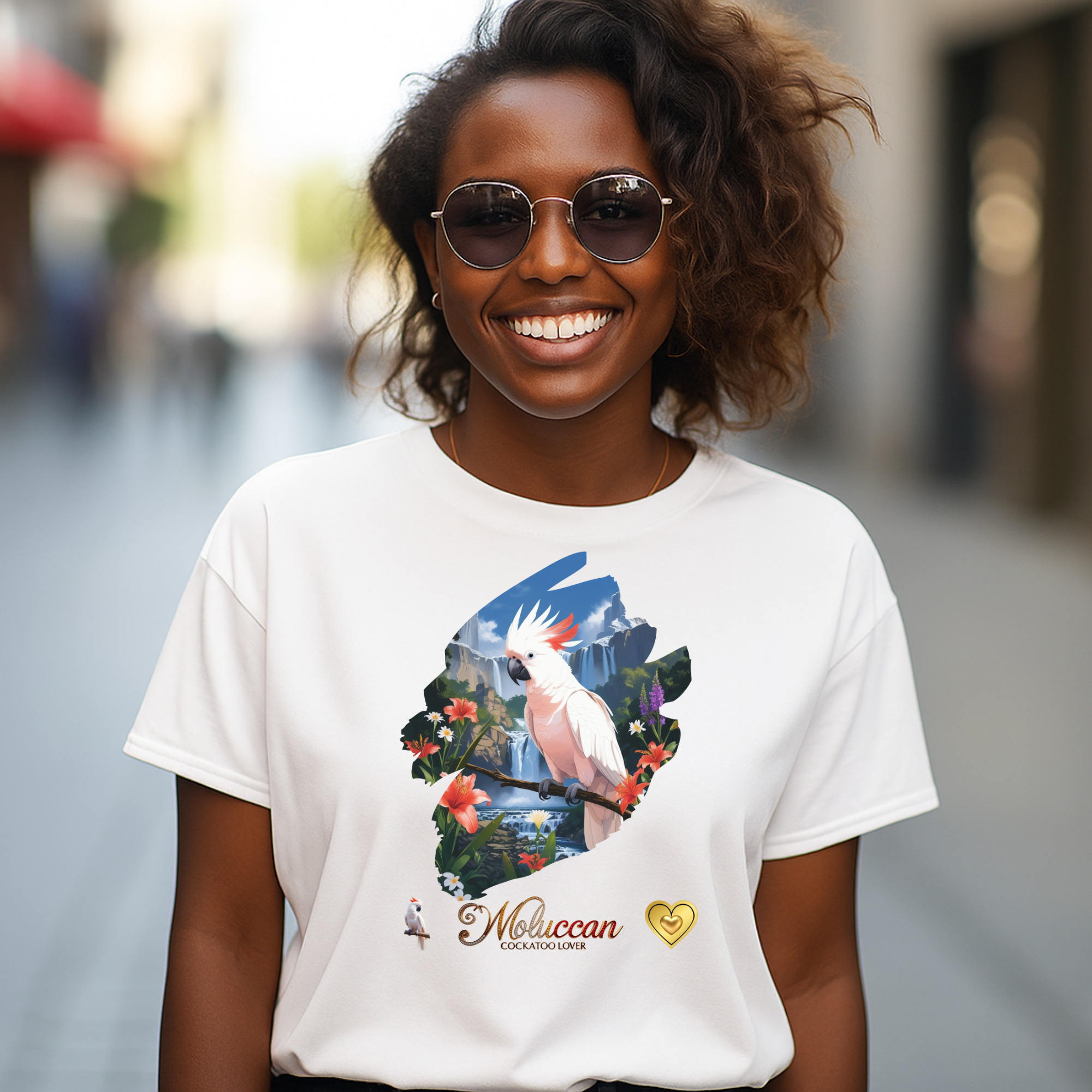 Moluccan Cockatoo Lover Waterfall T-Shirt