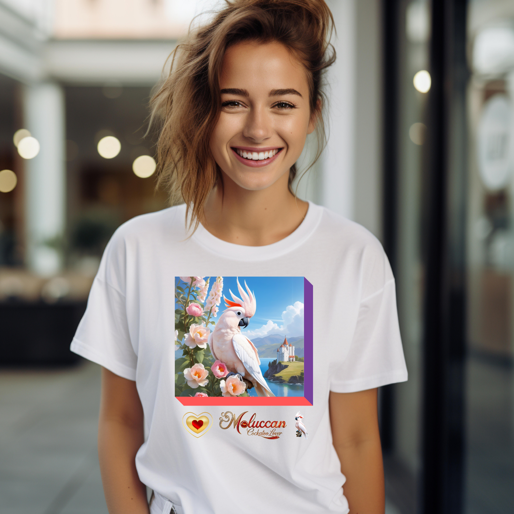 Moluccan Cockatoo Lover Floral T-Shirt