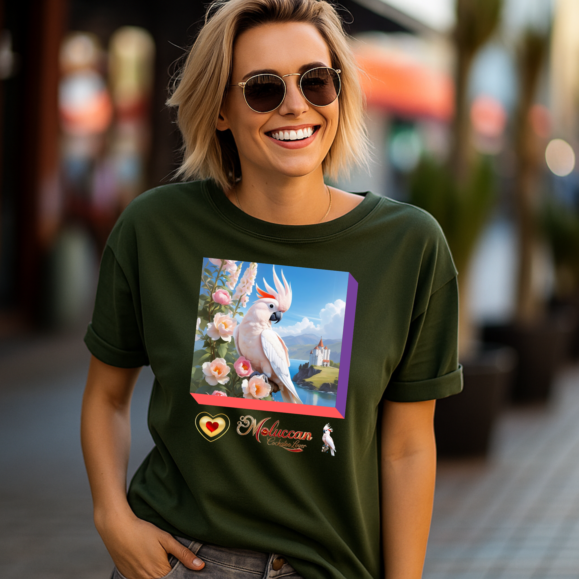 Moluccan Cockatoo Lover Floral T-Shirt