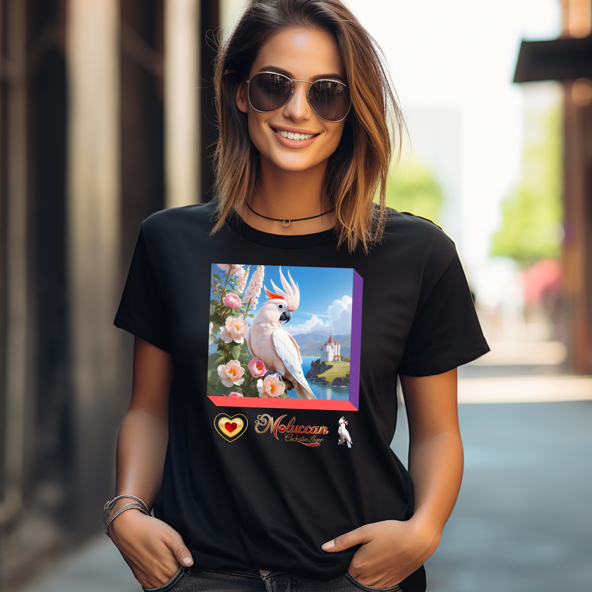 Moluccan Cockatoo Lover Floral T-Shirt