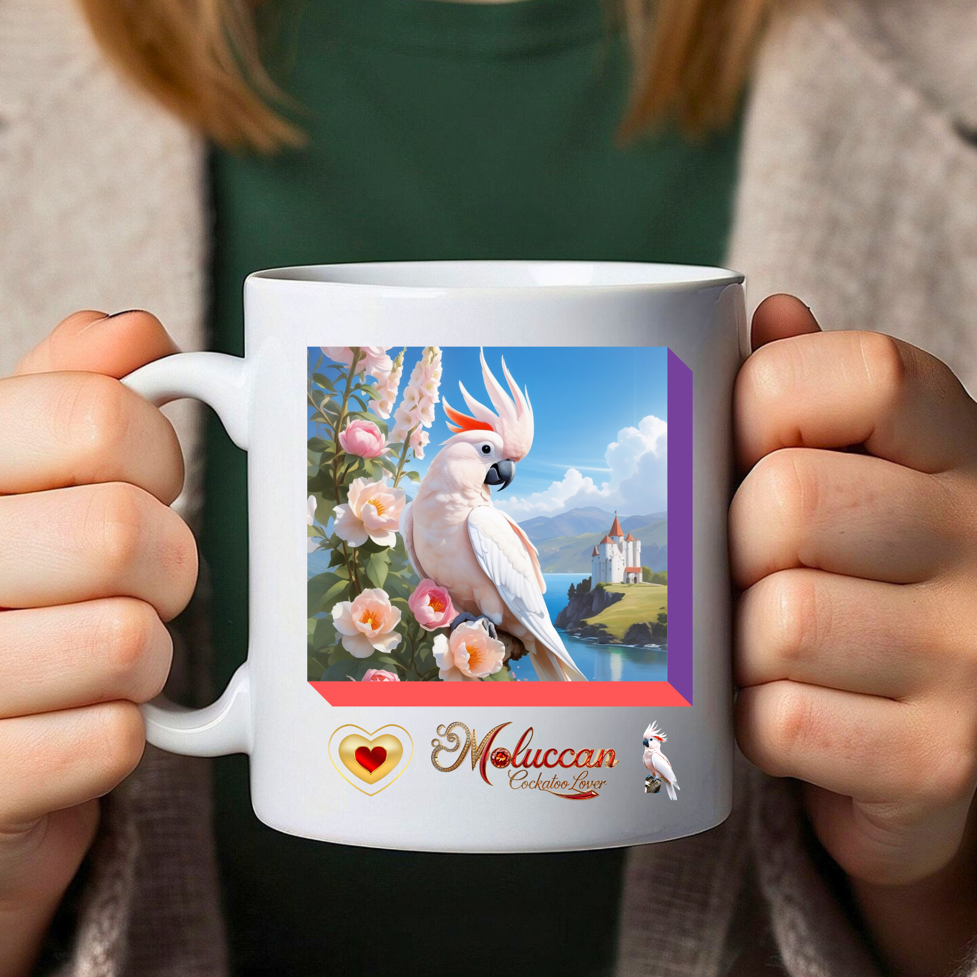 Moluccan Cockatoo Lover Floral Mug