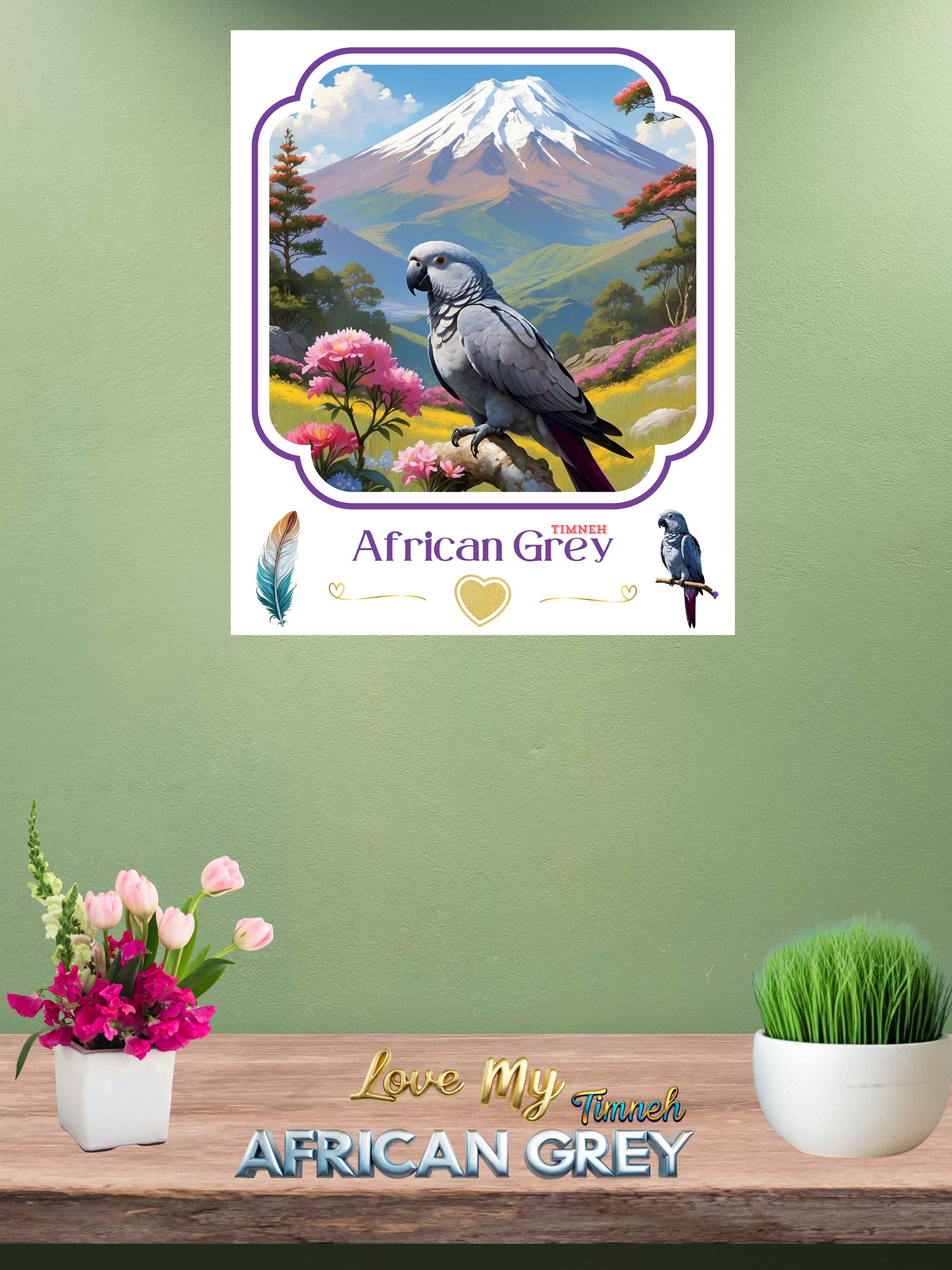 Africa Grey Timneh Mount Fuji Wall-Hanging