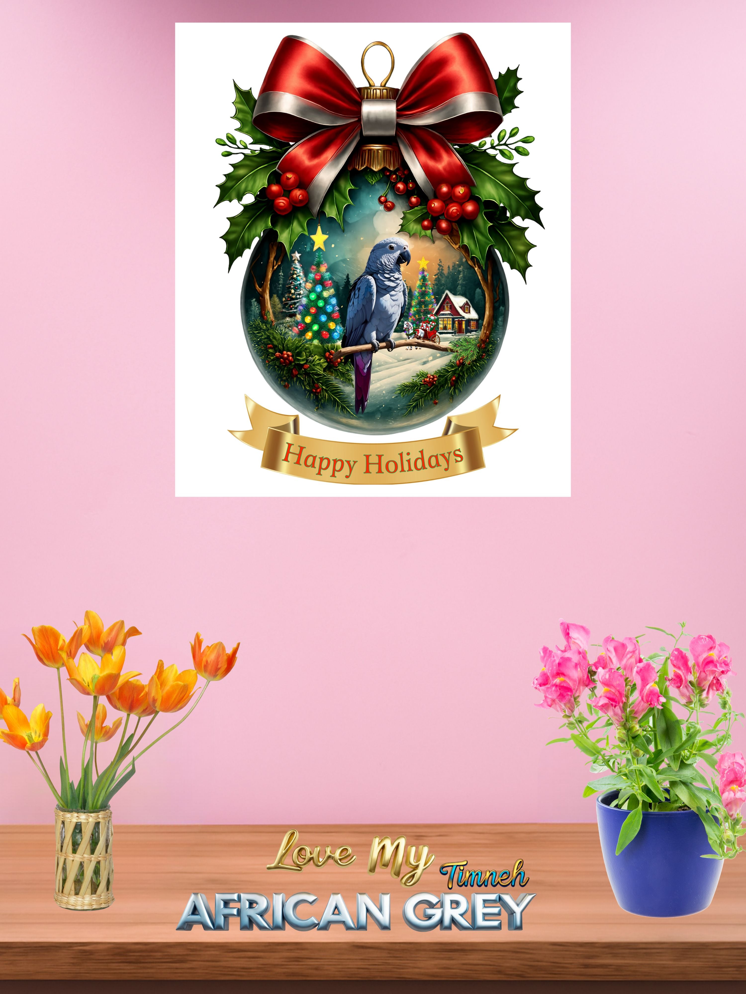 Happy Holidays Africa Grey Wall-Hanging