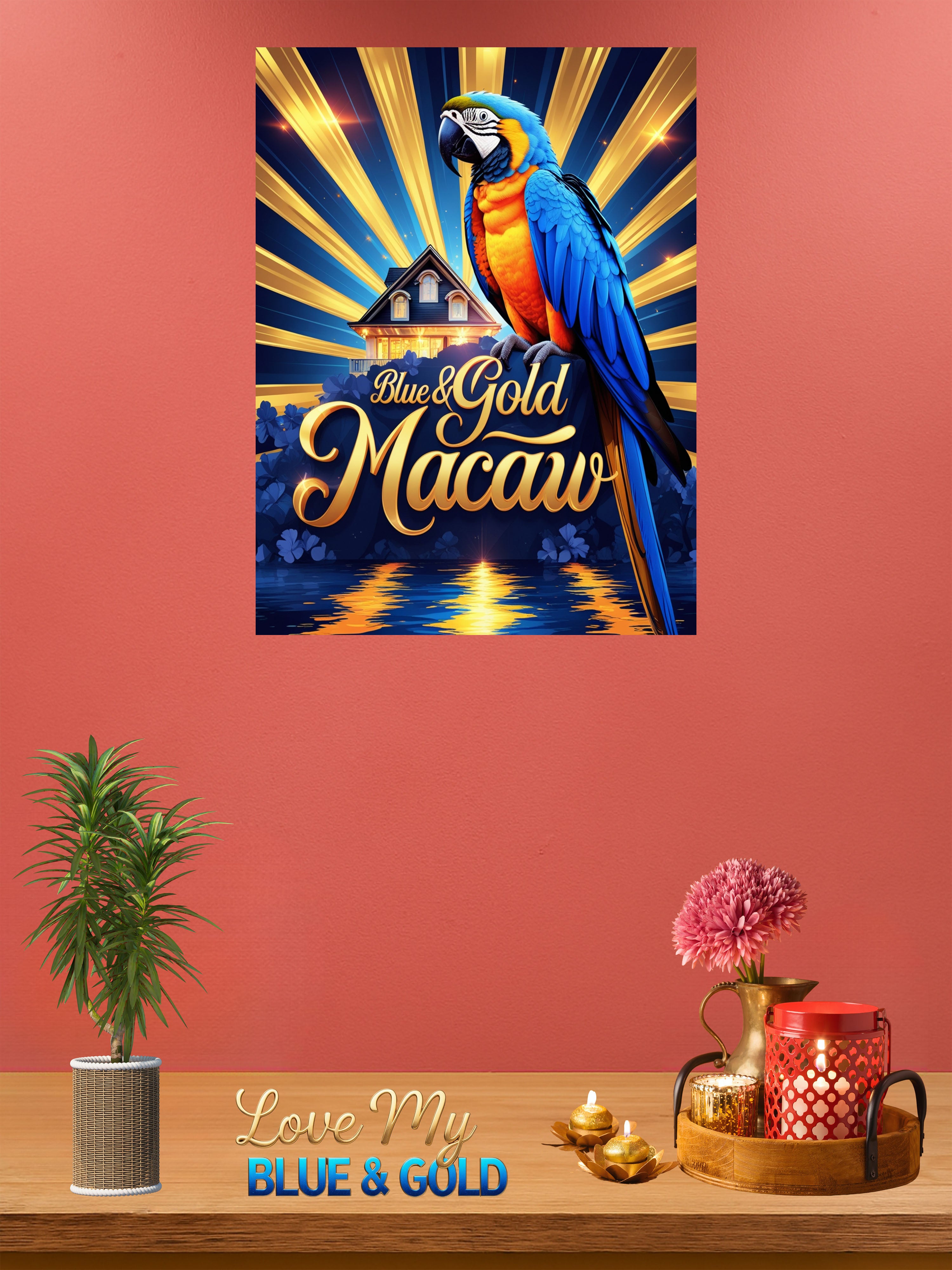 Blue & Gold Macaw Sunburst Wall-Hanging