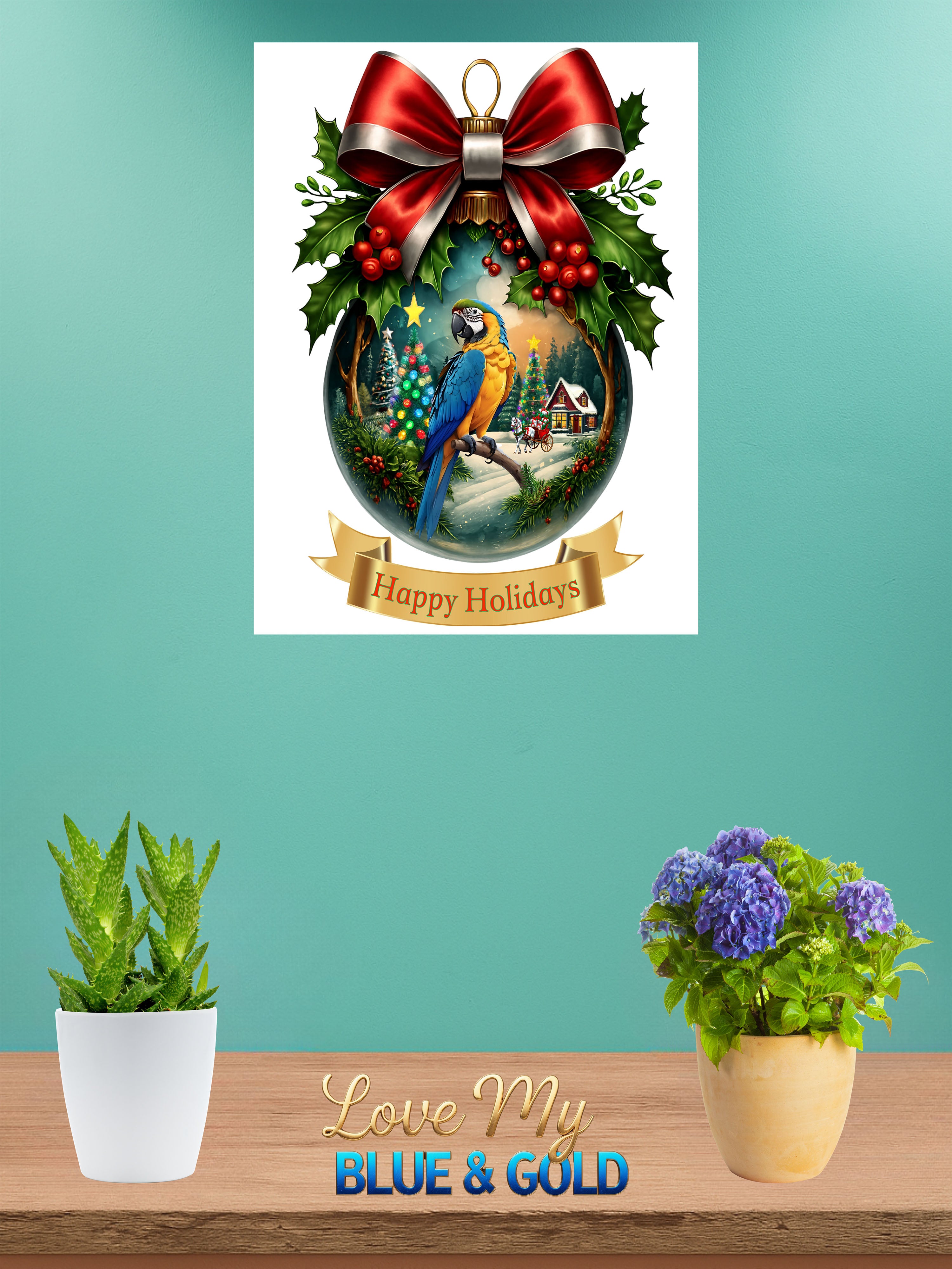 Happy Holidays Macaw Wall-Hanging