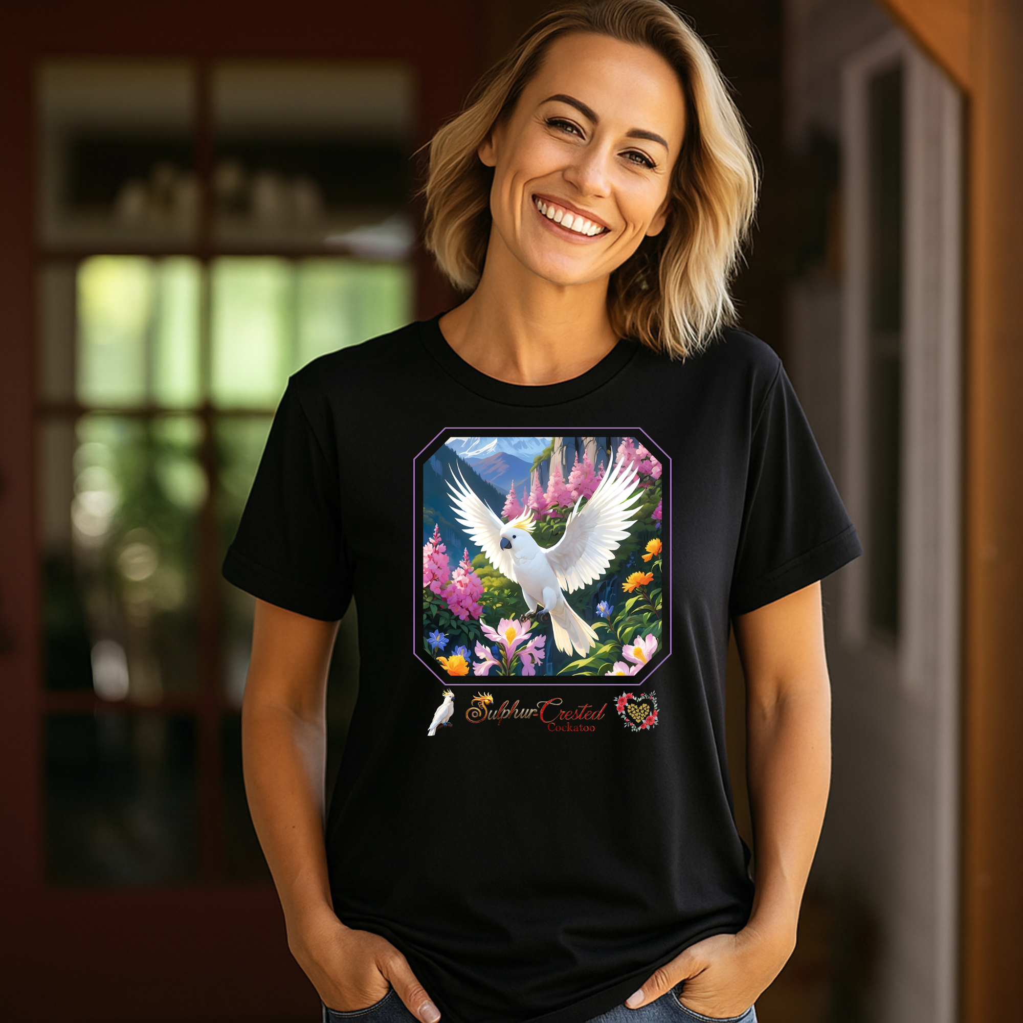 Sulphur-Crested Cockatoo Floral T-Shirt