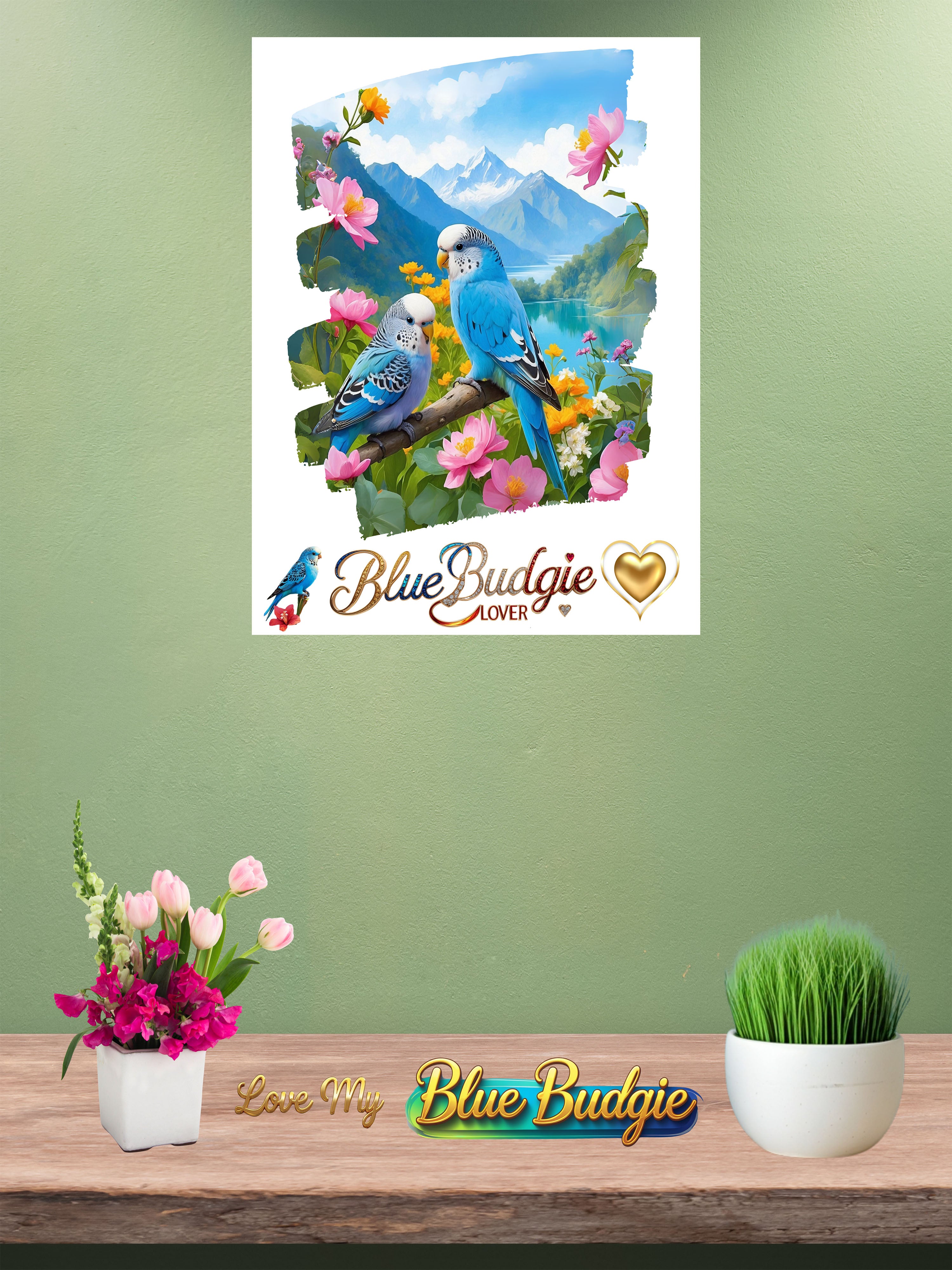 Blue Budgie Lover Nature Wall-Hanging