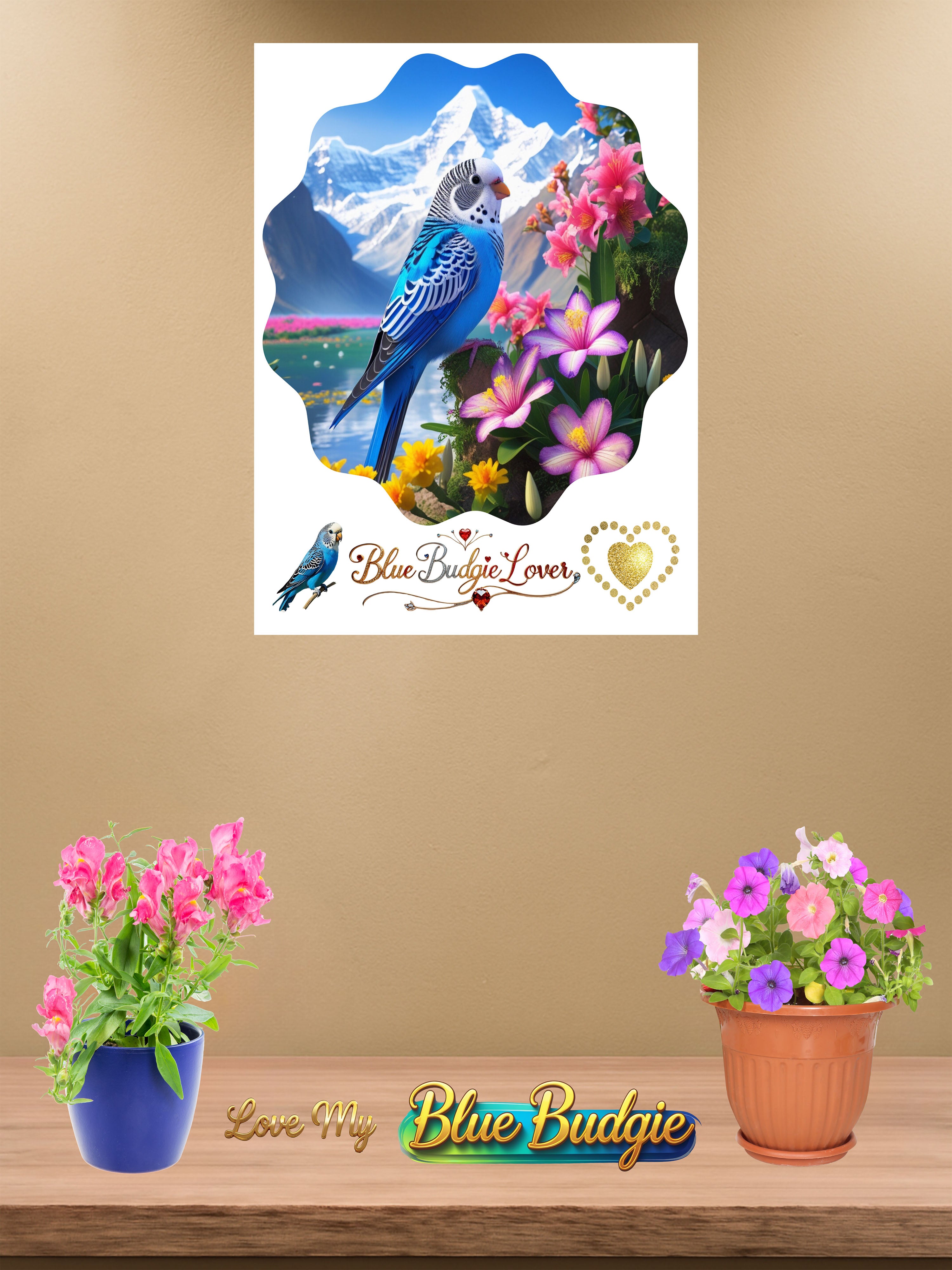 Blue Budgie Lover Nature Wall-Hanging